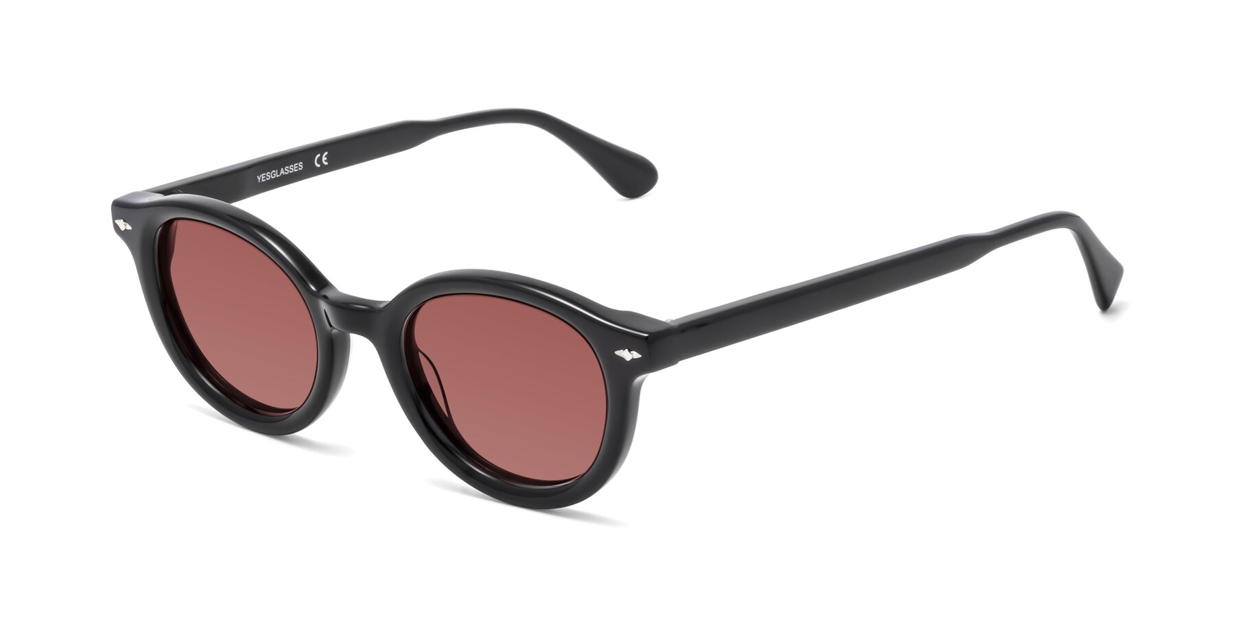 Angle of 1472 in Black with Garnet Tinted Lenses