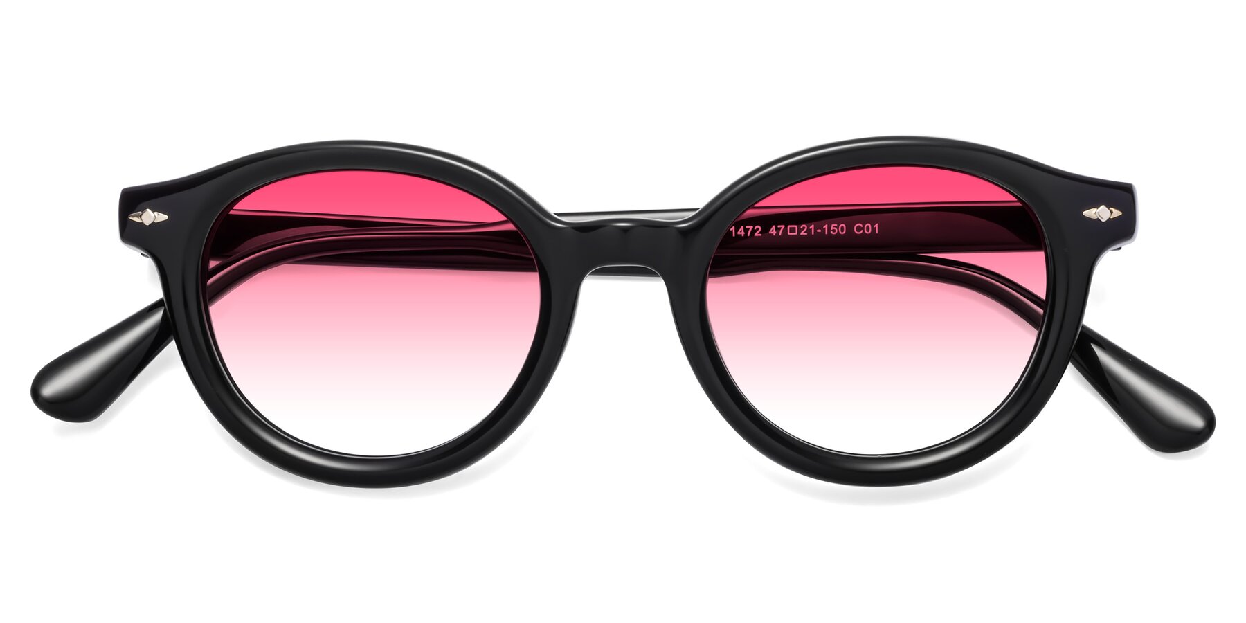 Folded Front of 1472 in Black with Pink Gradient Lenses