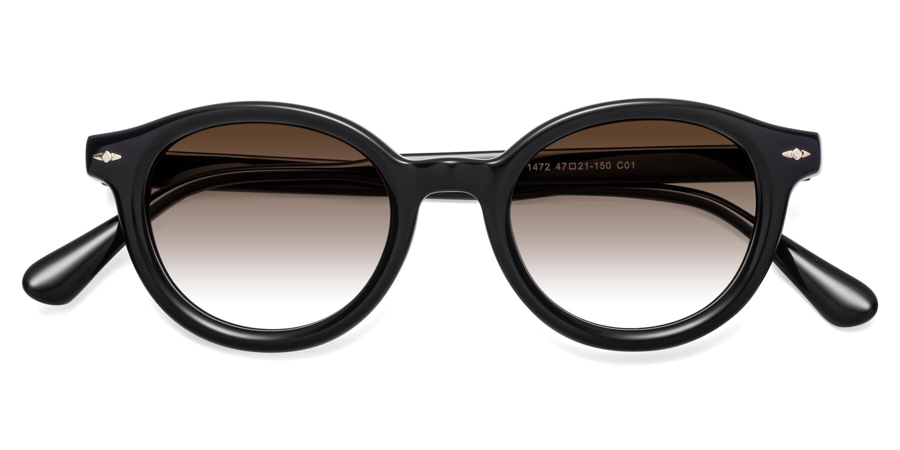 Folded Front of 1472 in Black with Brown Gradient Lenses