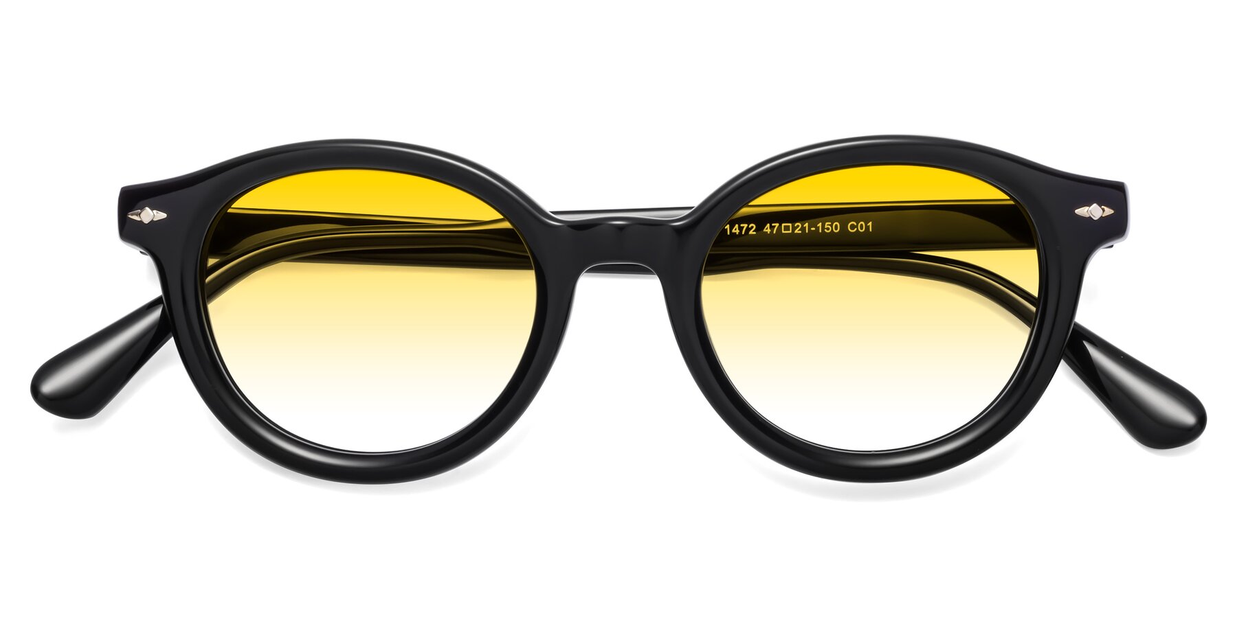 Folded Front of 1472 in Black with Yellow Gradient Lenses