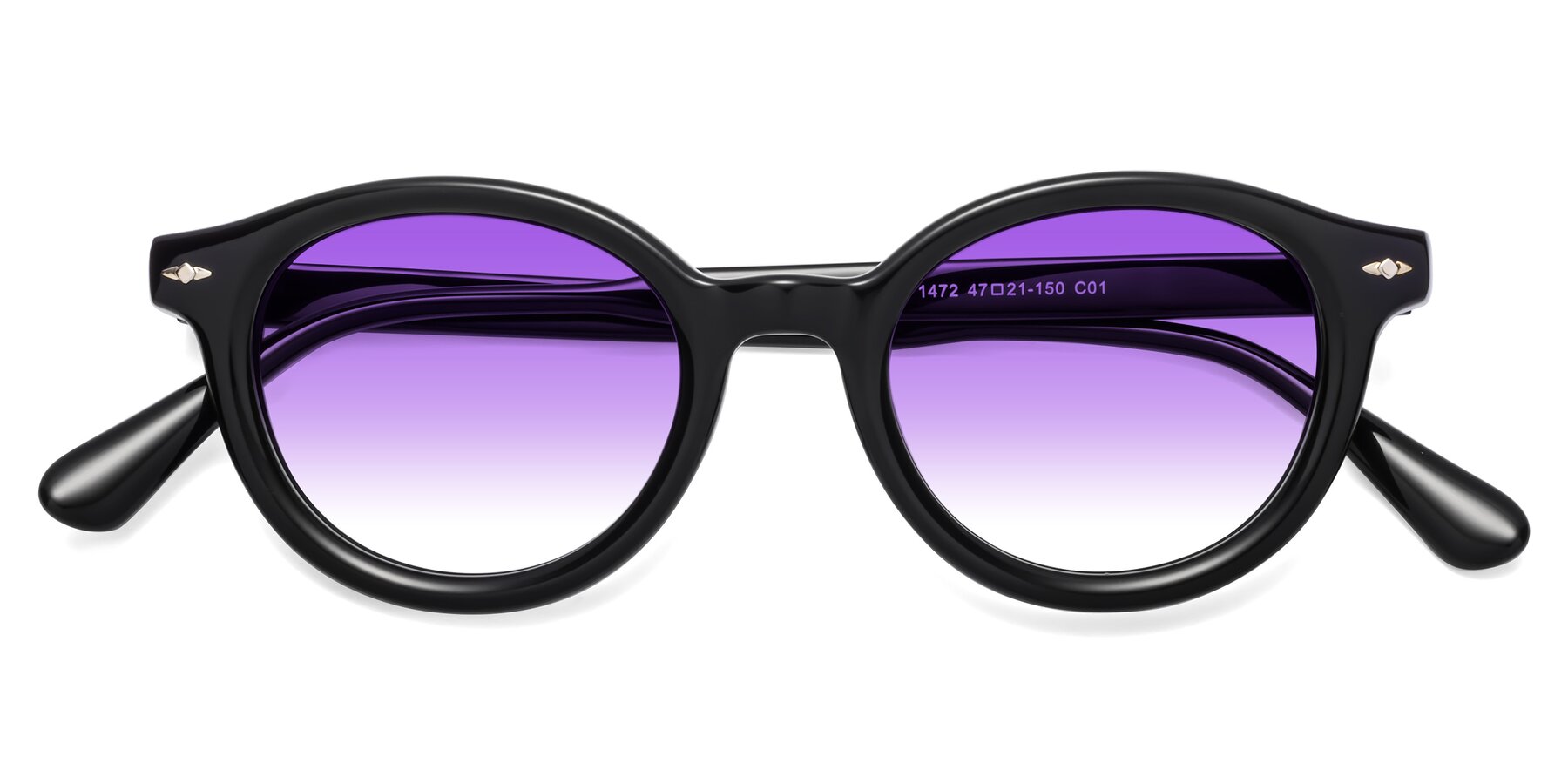 Folded Front of 1472 in Black with Purple Gradient Lenses