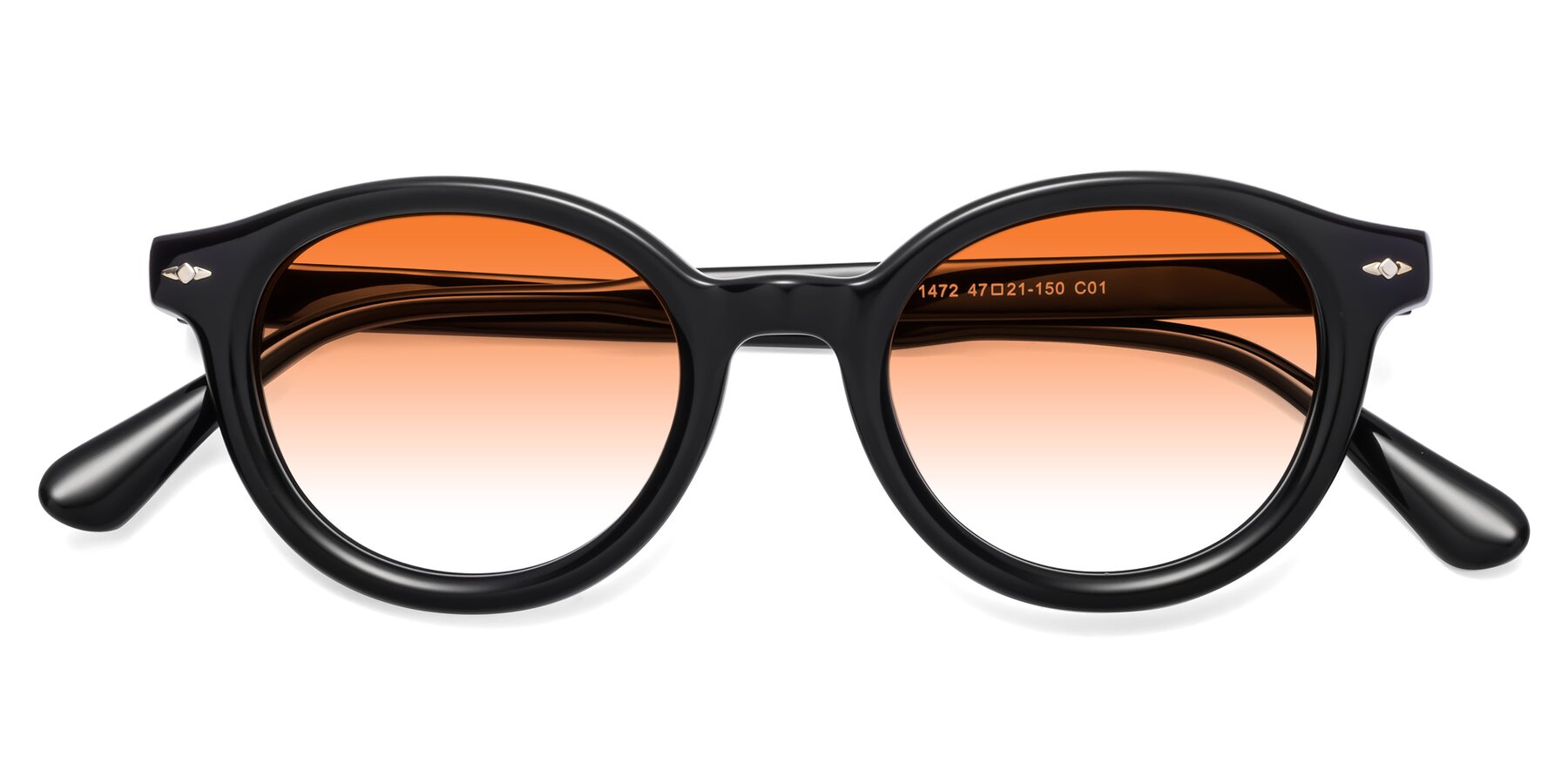 Folded Front of 1472 in Black with Orange Gradient Lenses