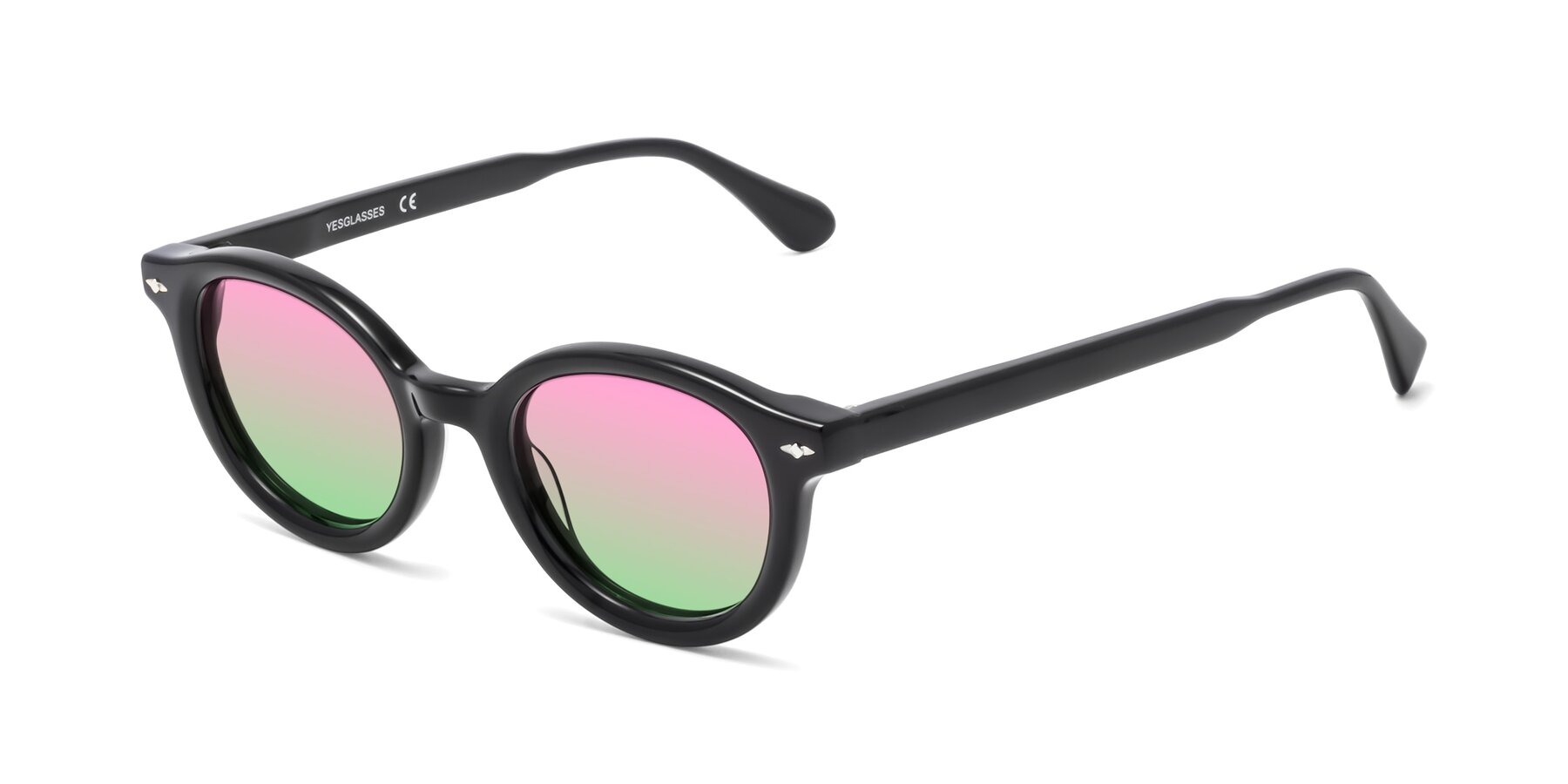 Angle of 1472 in Black with Pink / Green Gradient Lenses