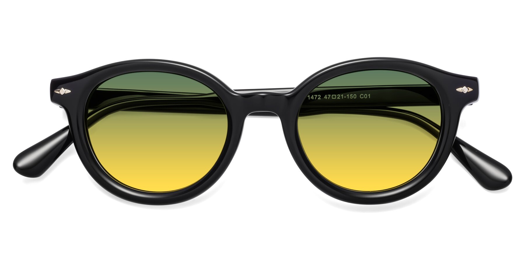Folded Front of 1472 in Black with Green / Yellow Gradient Lenses
