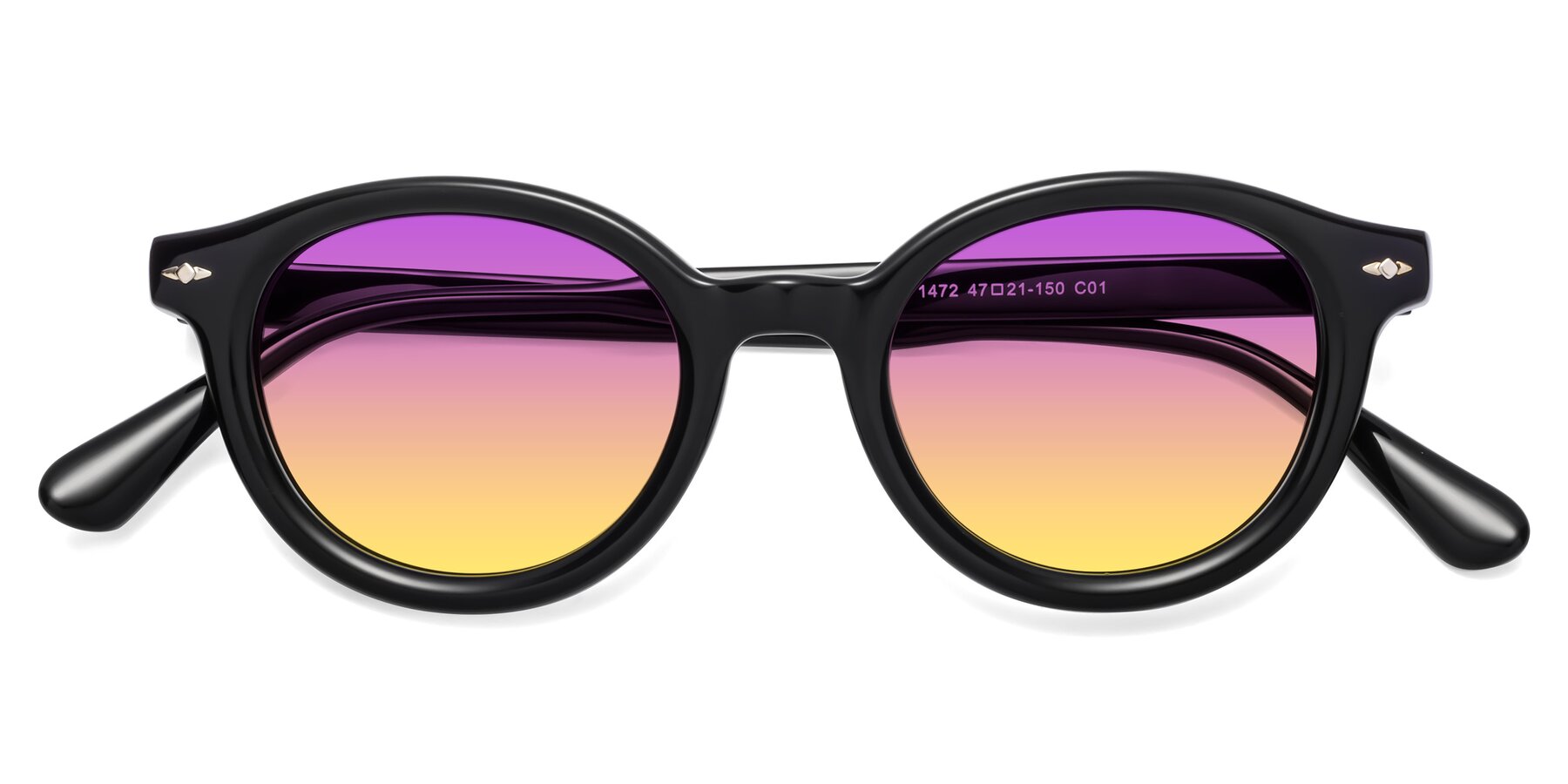 Folded Front of 1472 in Black with Purple / Yellow Gradient Lenses