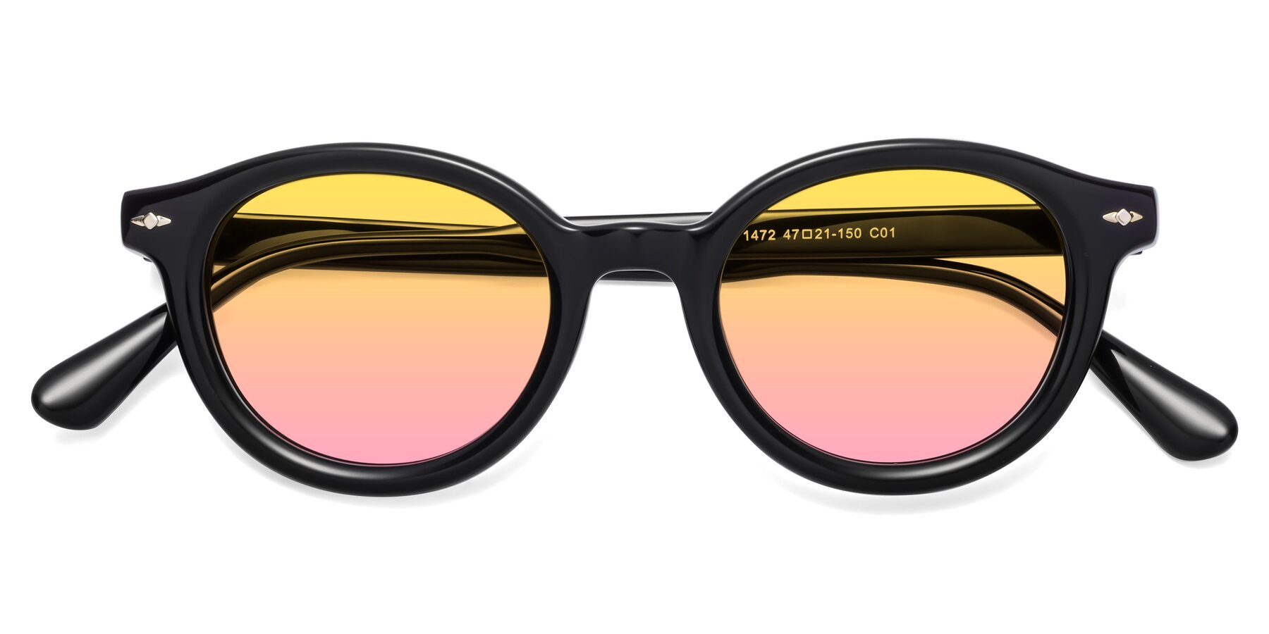 Folded Front of 1472 in Black with Yellow / Pink Gradient Lenses