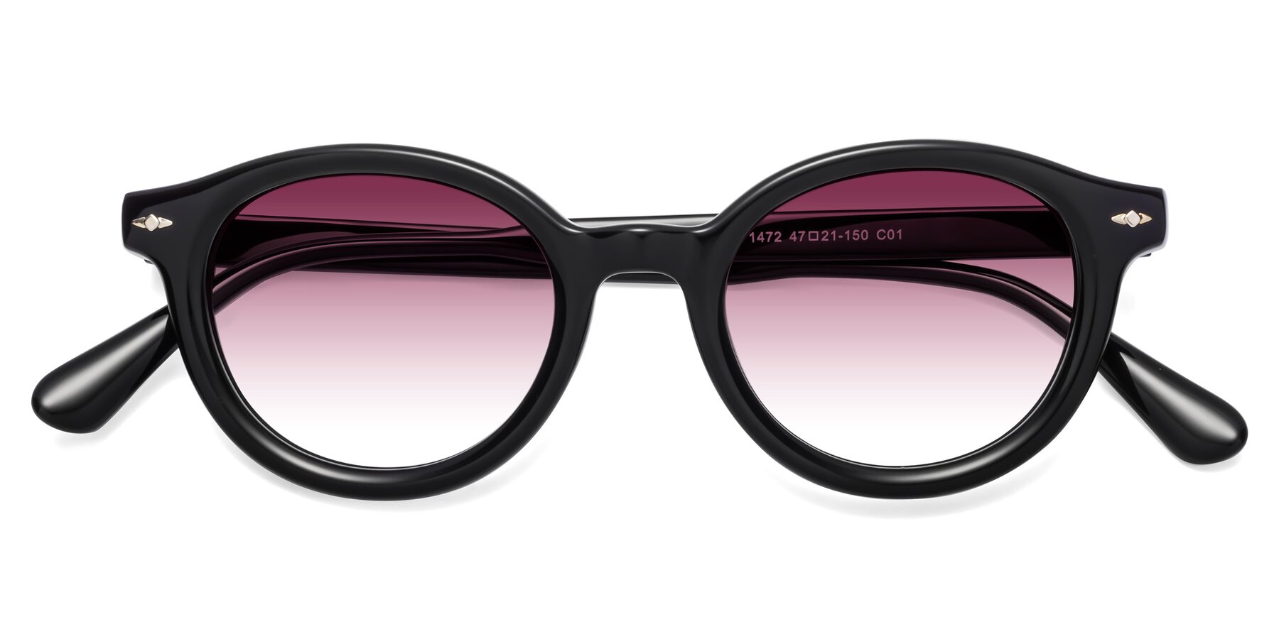 Folded Front of 1472 in Black with Wine Gradient Lenses