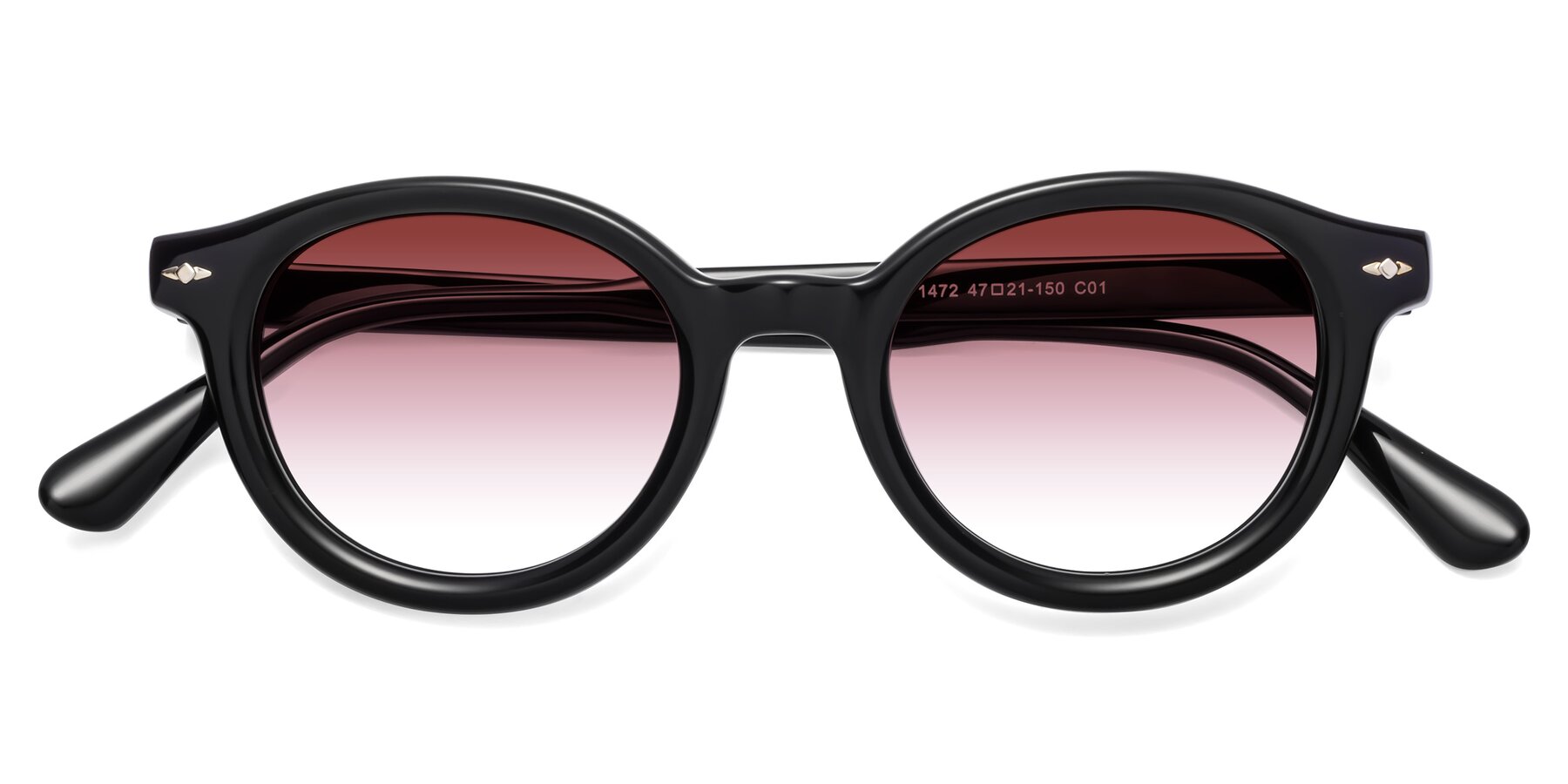 Folded Front of 1472 in Black with Garnet Gradient Lenses