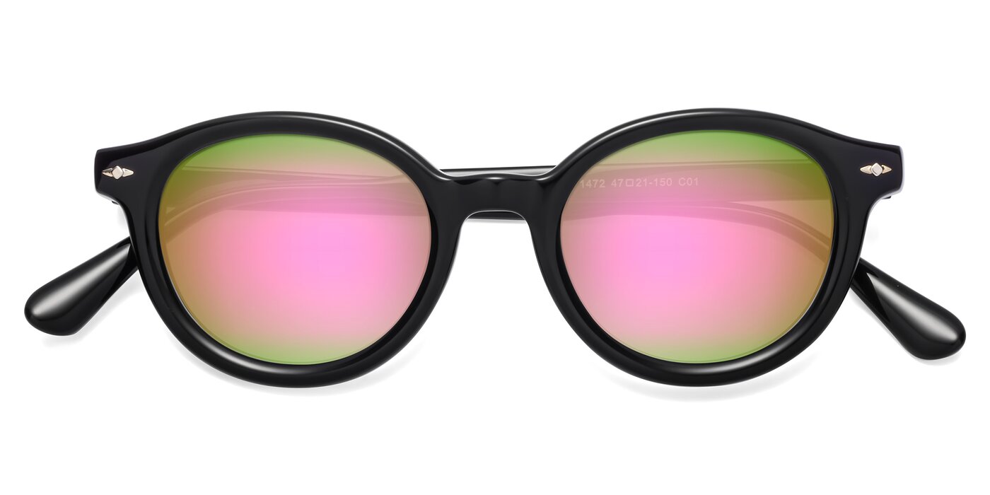 1472 - Black Flash Mirrored Sunglasses