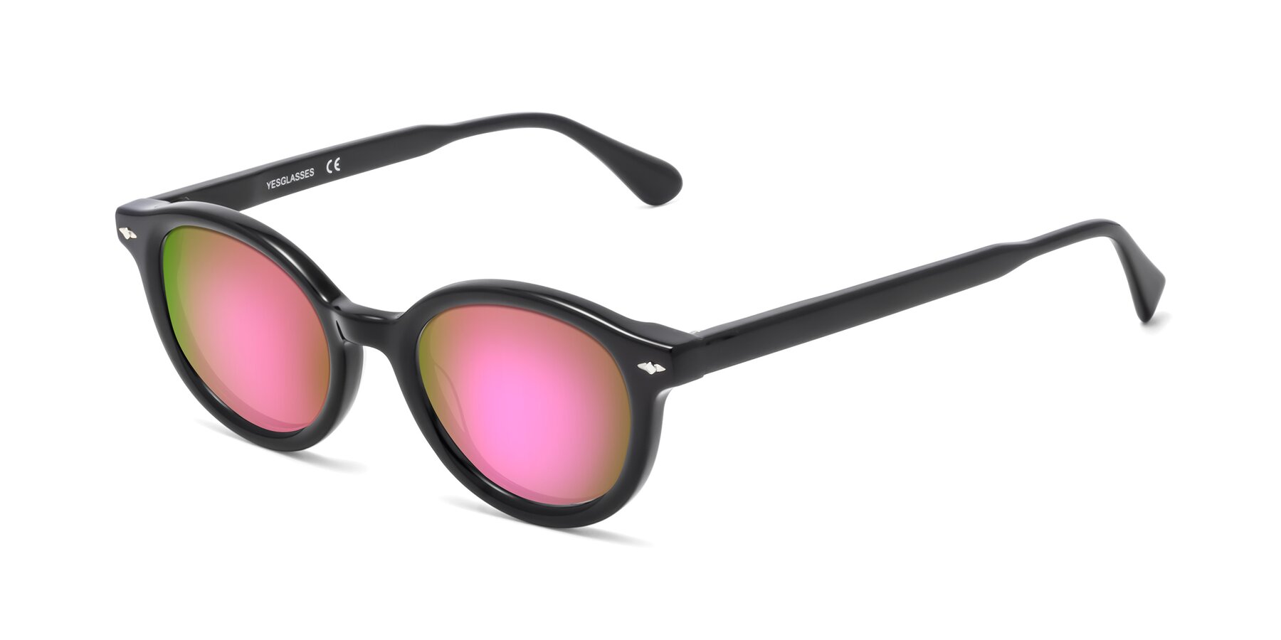 Angle of 1472 in Black with Pink Mirrored Lenses