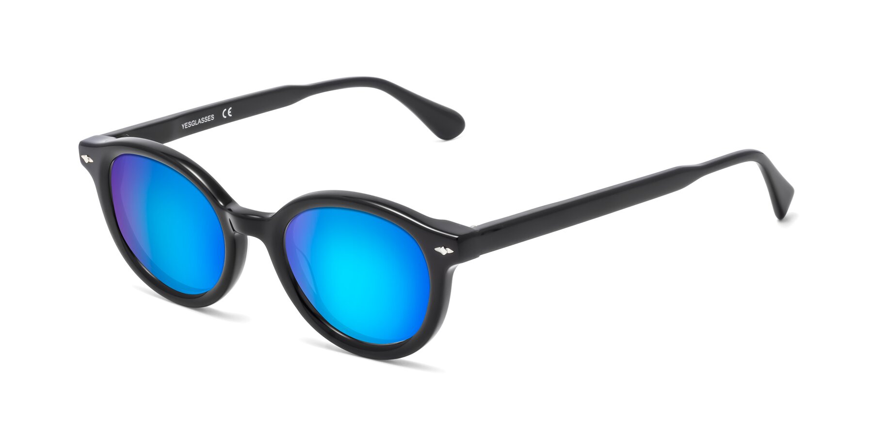 Angle of 1472 in Black with Blue Mirrored Lenses