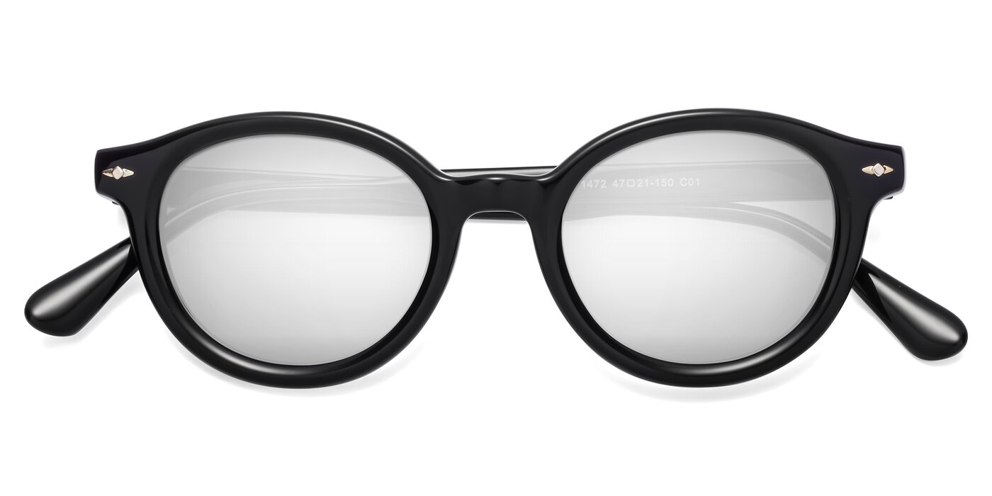 1472 - Black Flash Mirrored Sunglasses