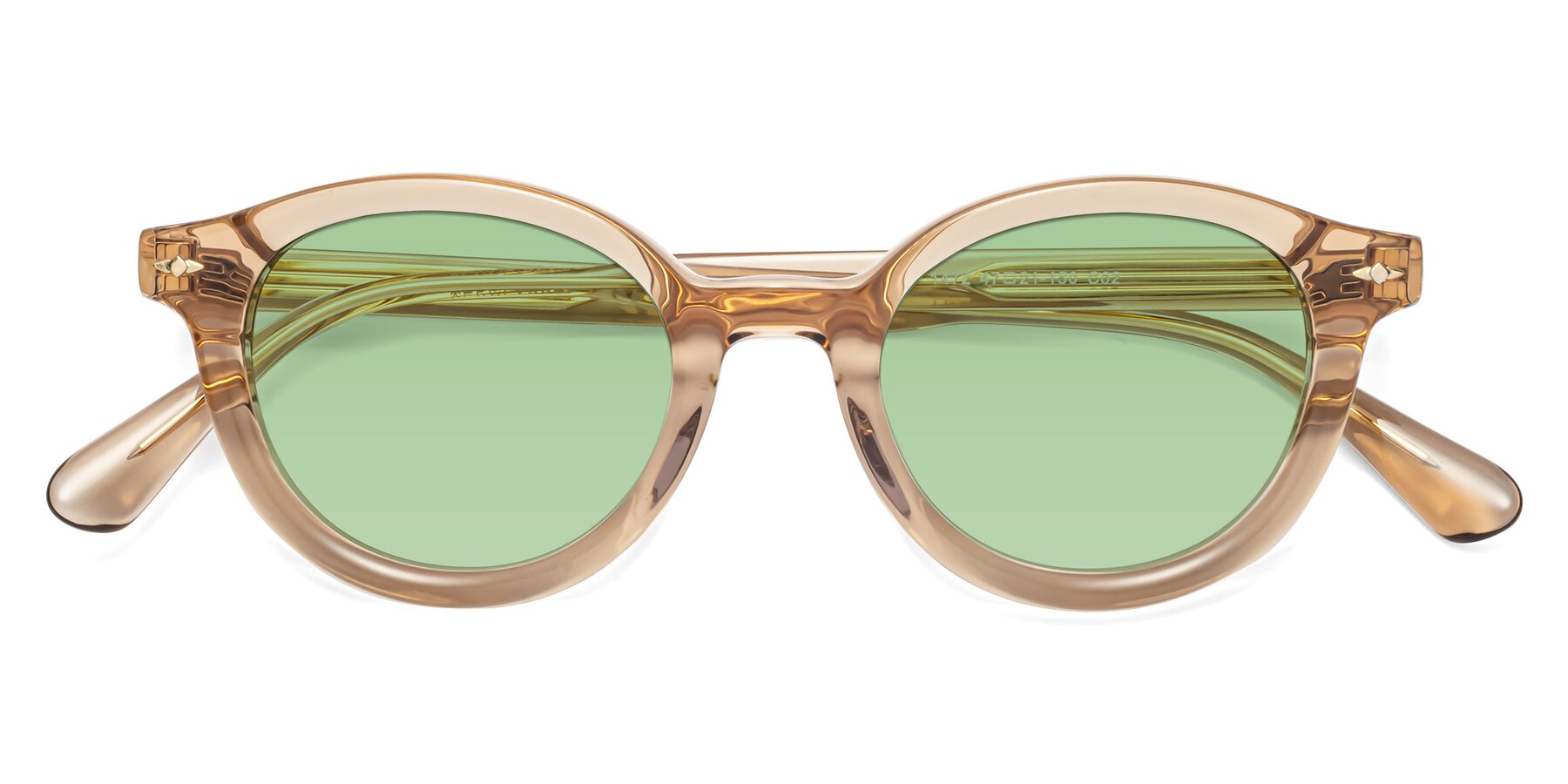 Folded Front of 1472 in Caramel with Medium Green Tinted Lenses