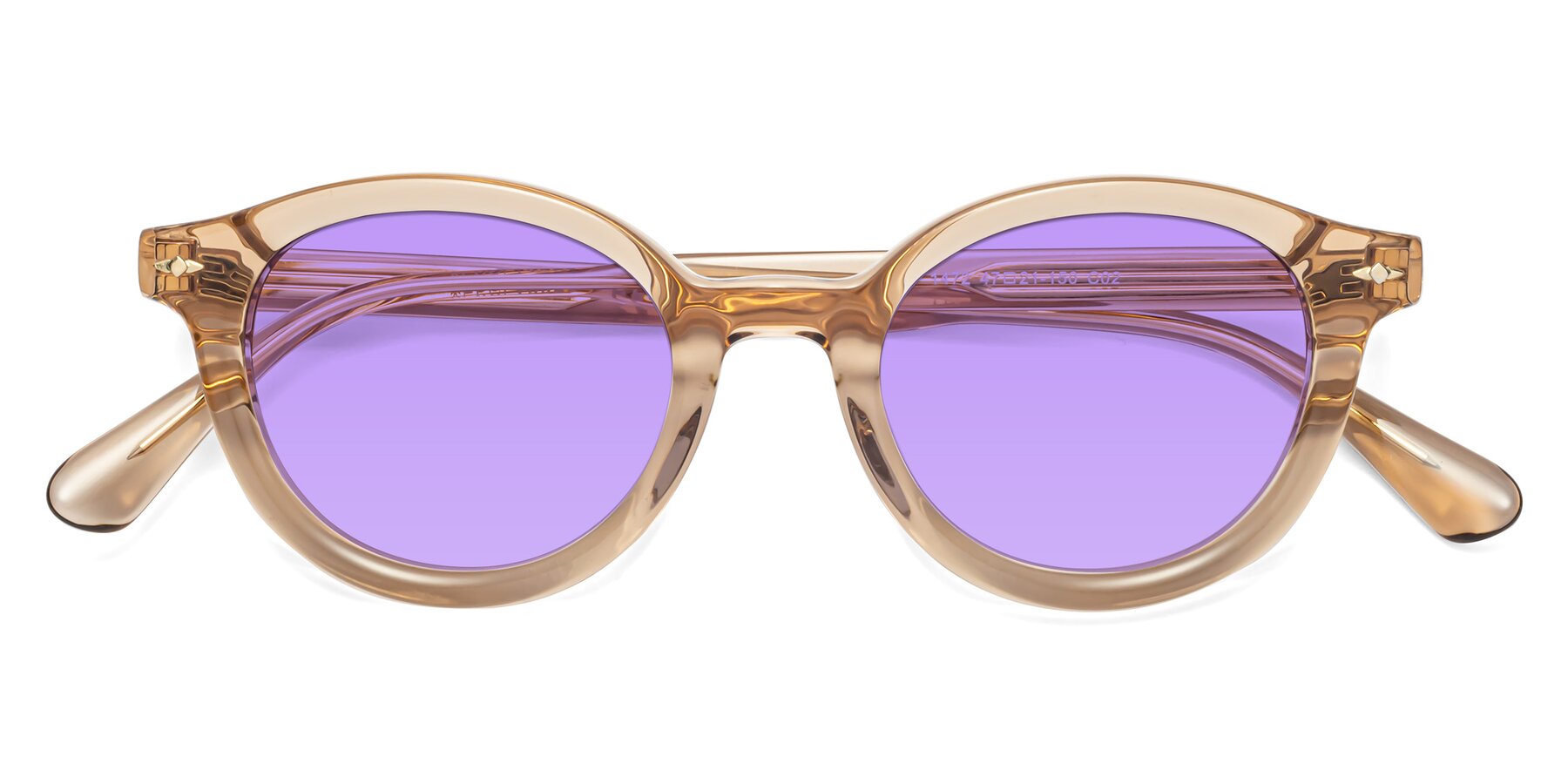 Folded Front of 1472 in Caramel with Medium Purple Tinted Lenses