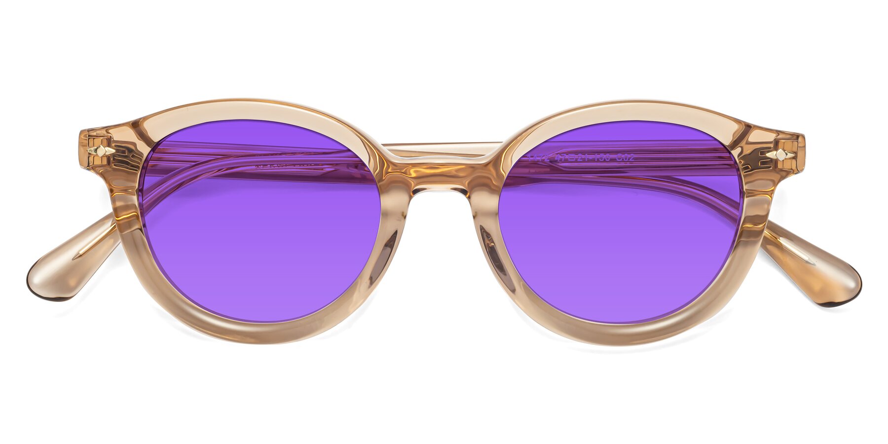 Folded Front of 1472 in Caramel with Purple Tinted Lenses