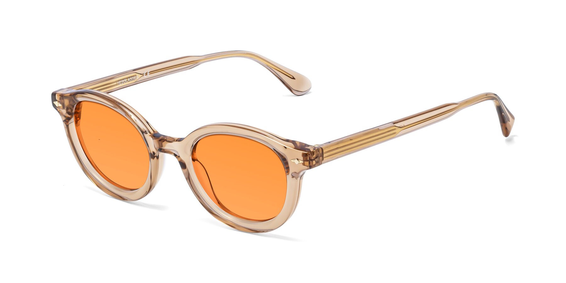 Angle of 1472 in Caramel with Orange Tinted Lenses