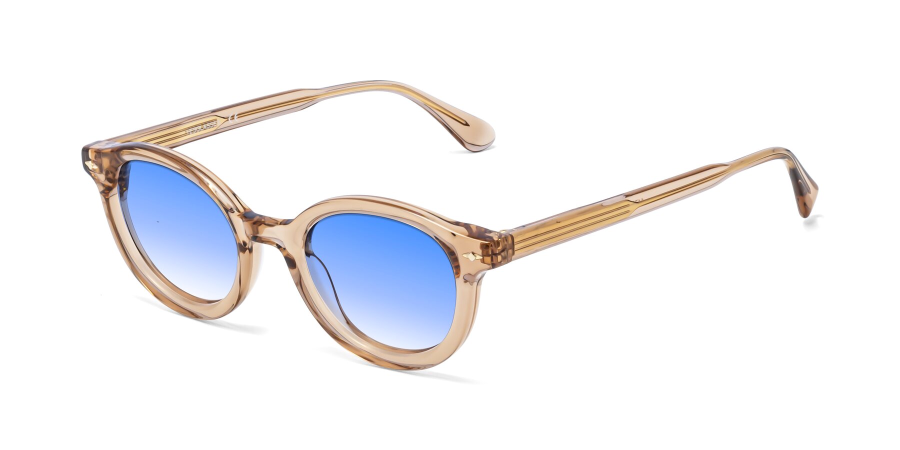 Angle of 1472 in Caramel with Blue Gradient Lenses