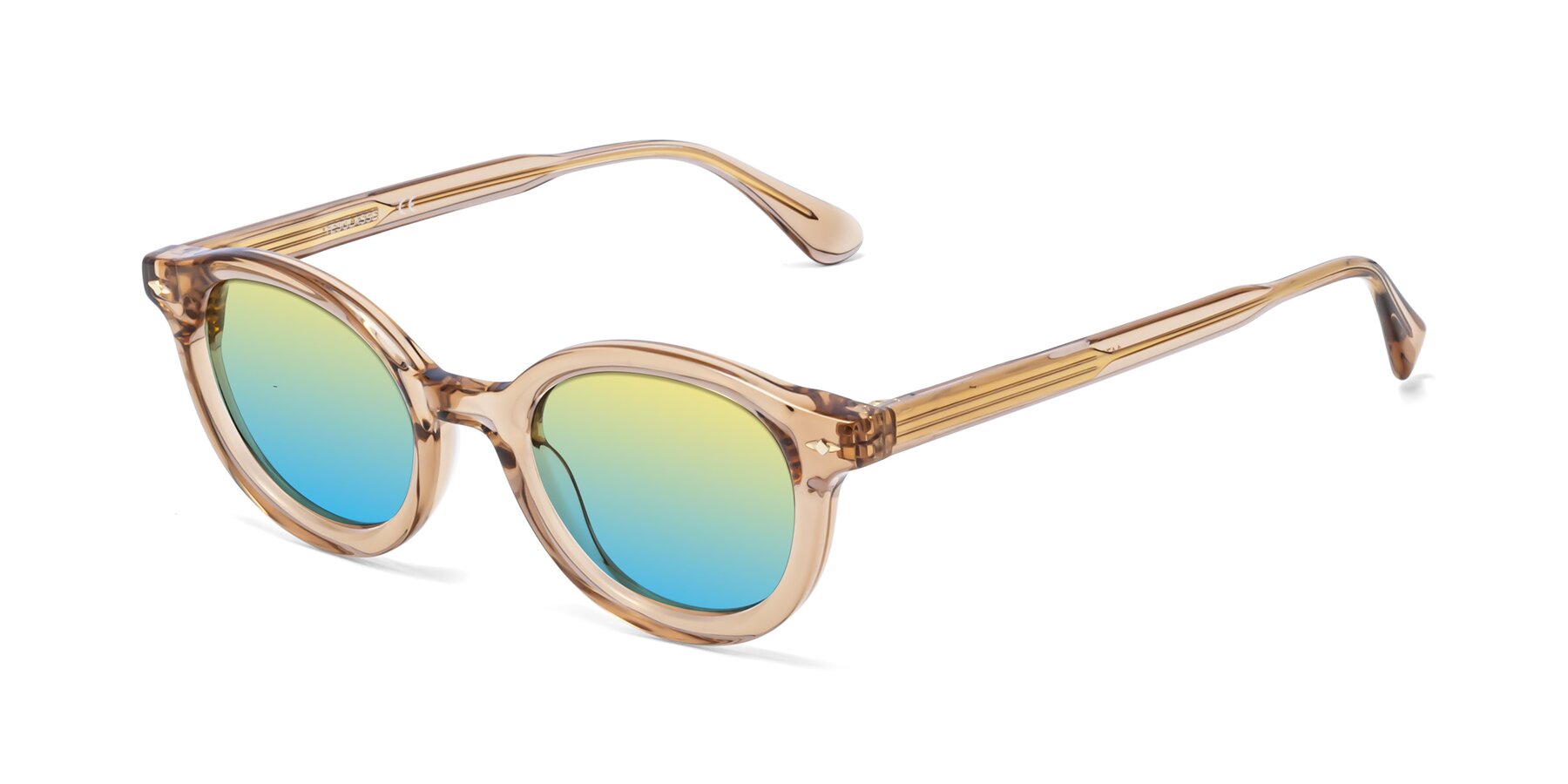 Angle of 1472 in Caramel with Yellow / Blue Gradient Lenses