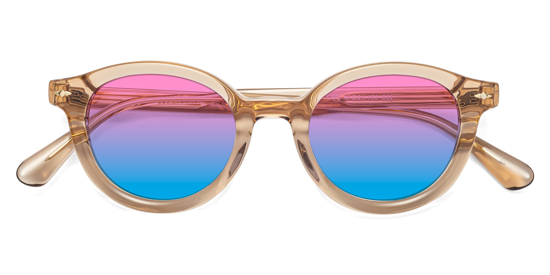 Folded Front of 1472 in Caramel with Pink / Blue Gradient Lenses