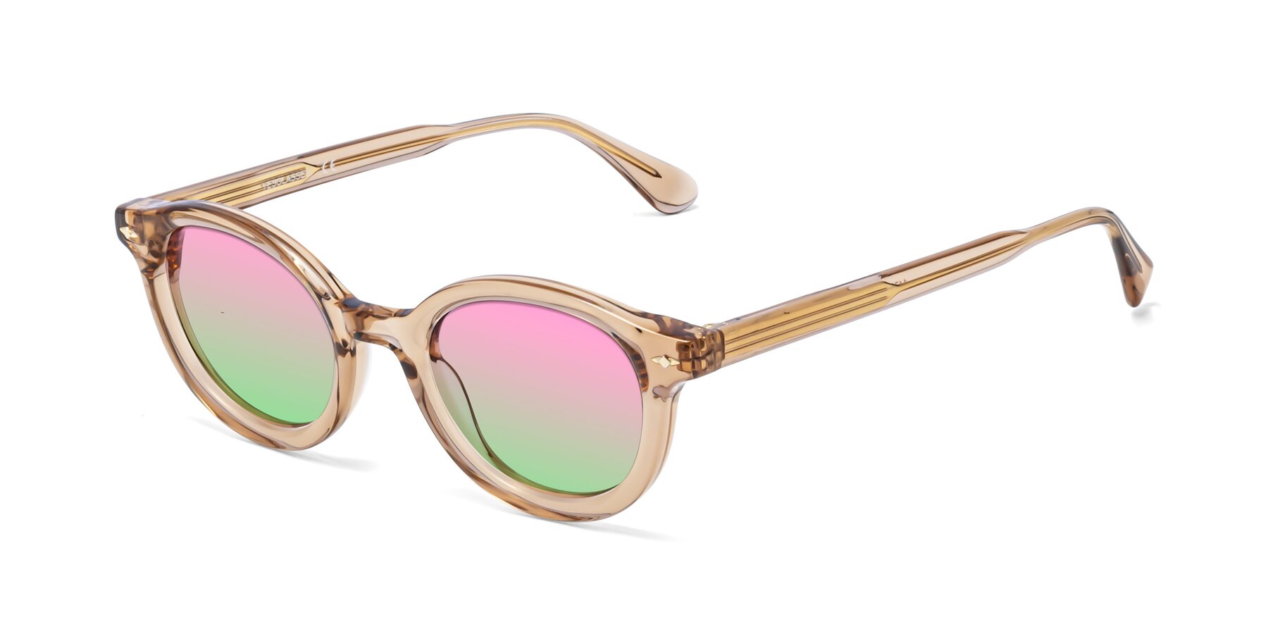 Angle of 1472 in Caramel with Pink / Green Gradient Lenses