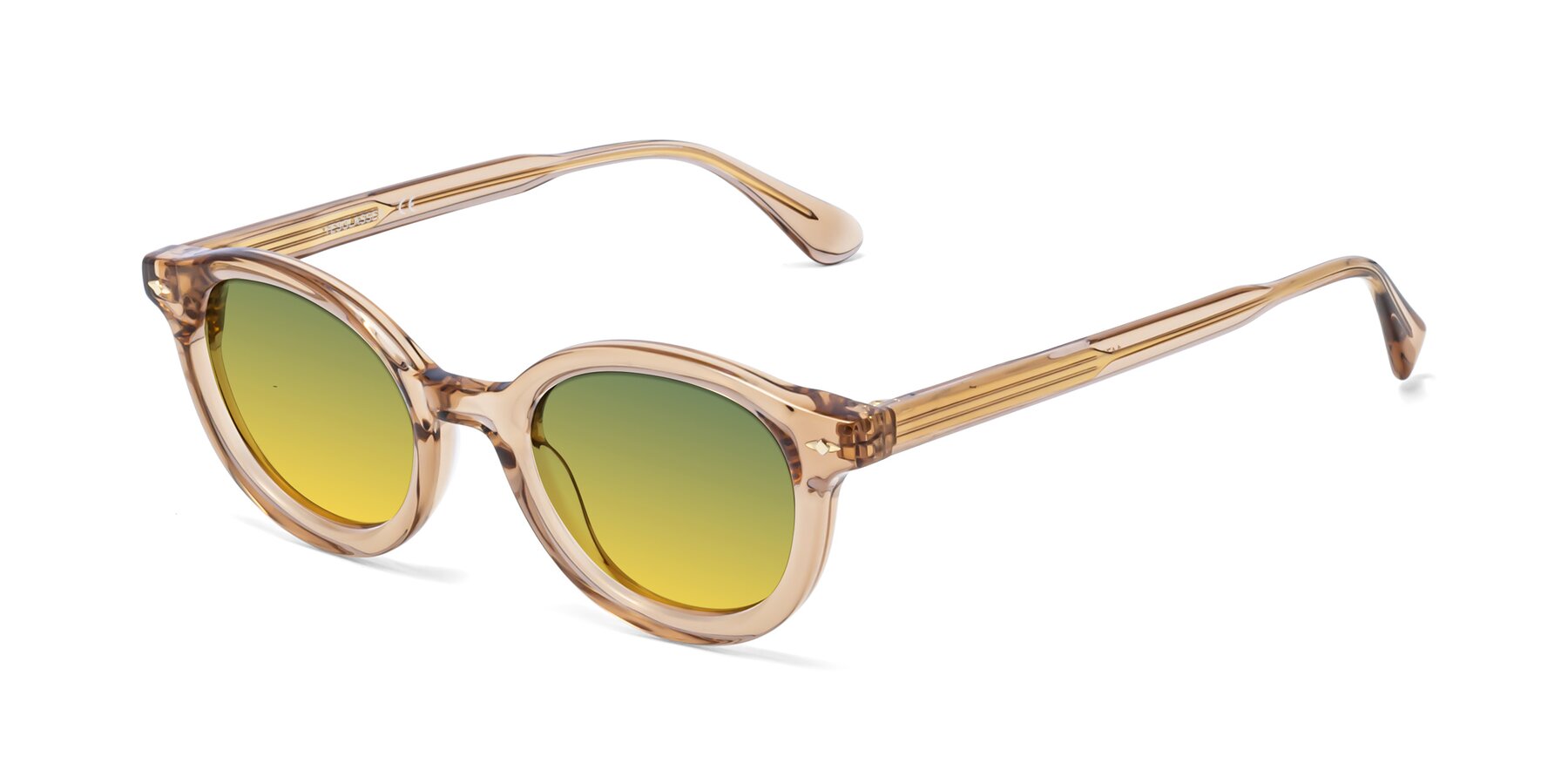 Angle of 1472 in Caramel with Green / Yellow Gradient Lenses
