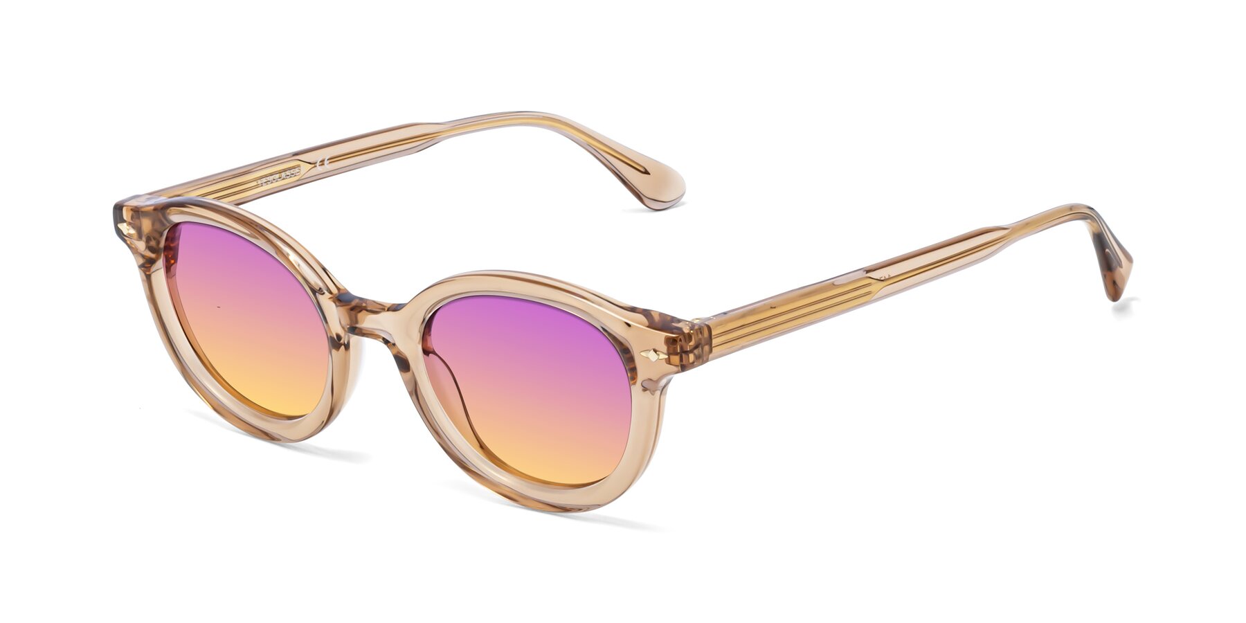 Angle of 1472 in Caramel with Purple / Yellow Gradient Lenses