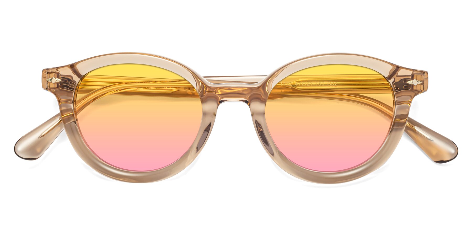 Folded Front of 1472 in Caramel with Yellow / Pink Gradient Lenses