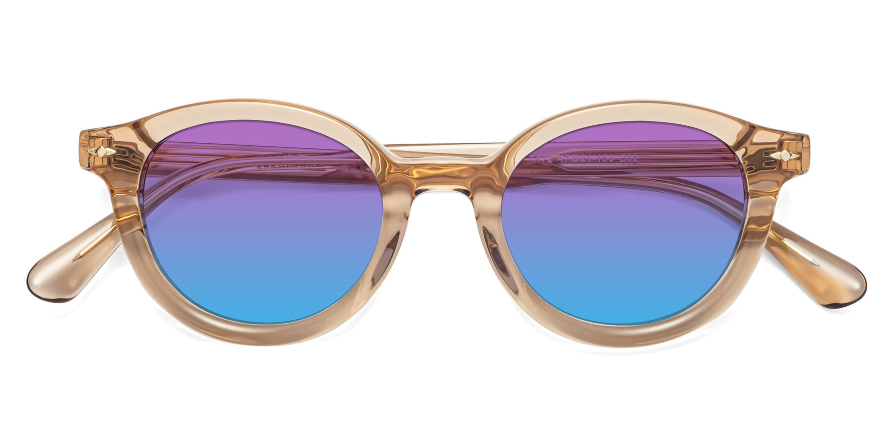 Folded Front of 1472 in Caramel with Purple / Blue Gradient Lenses