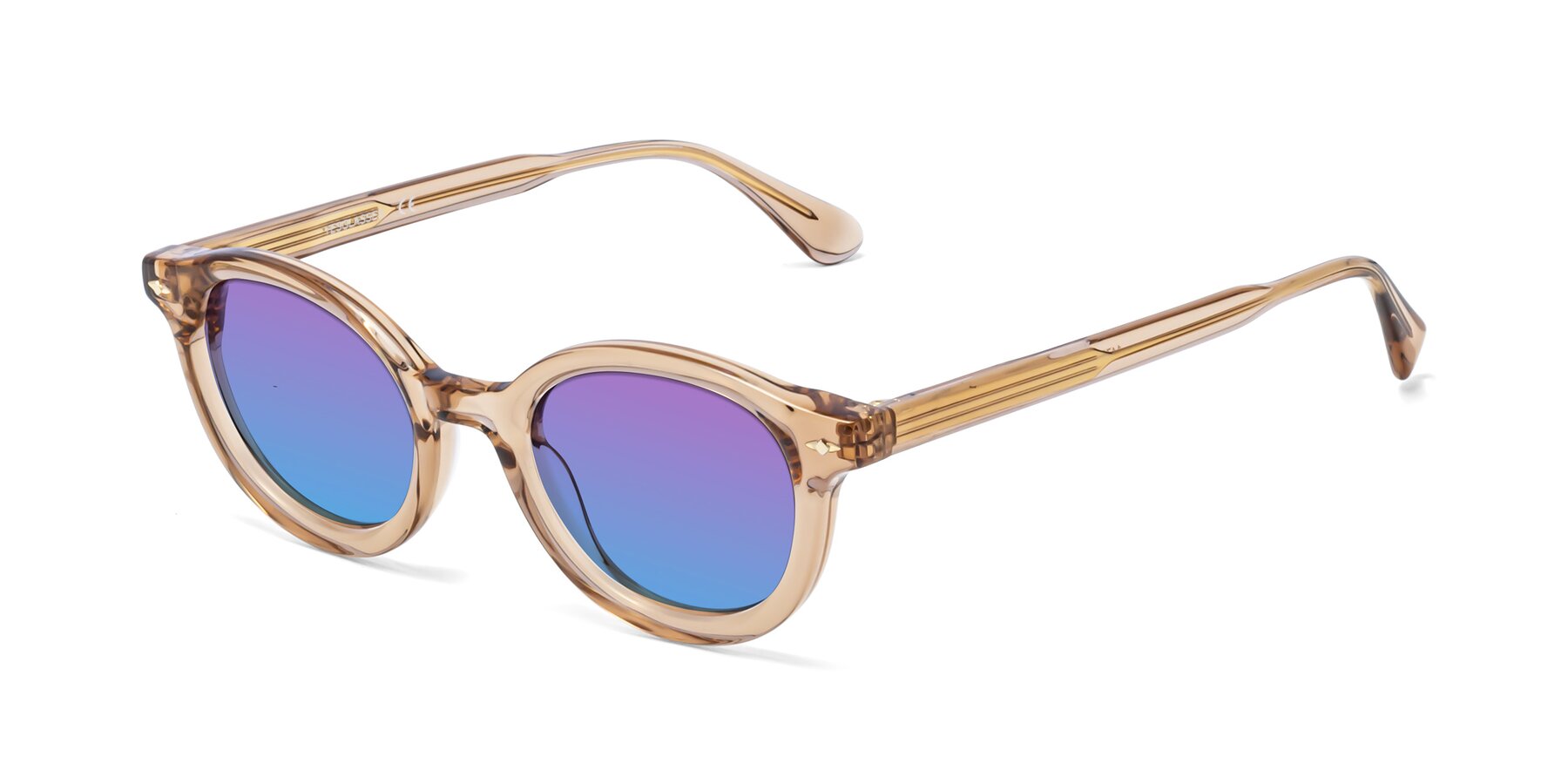 Angle of 1472 in Caramel with Purple / Blue Gradient Lenses