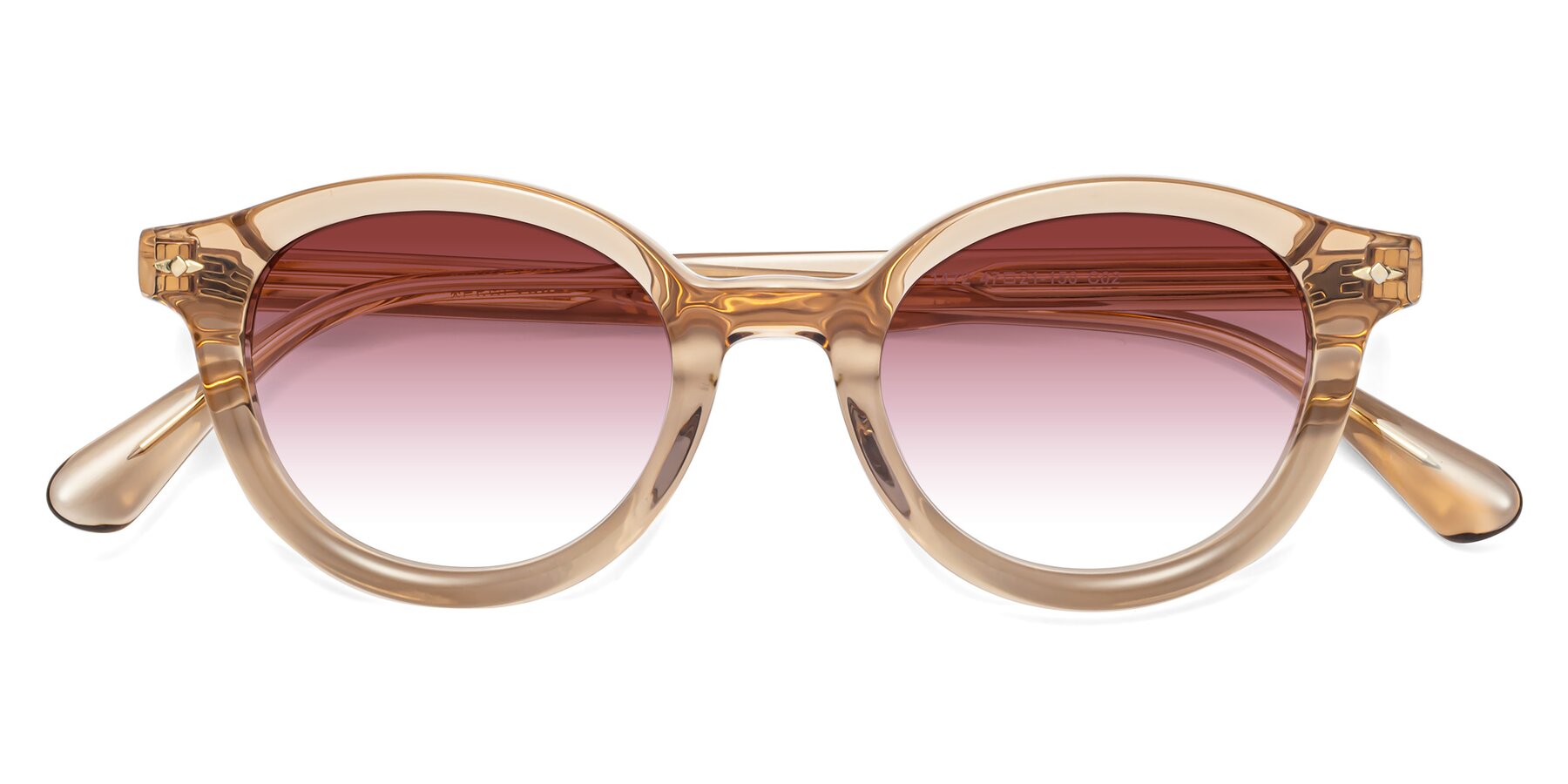 Folded Front of 1472 in Caramel with Garnet Gradient Lenses