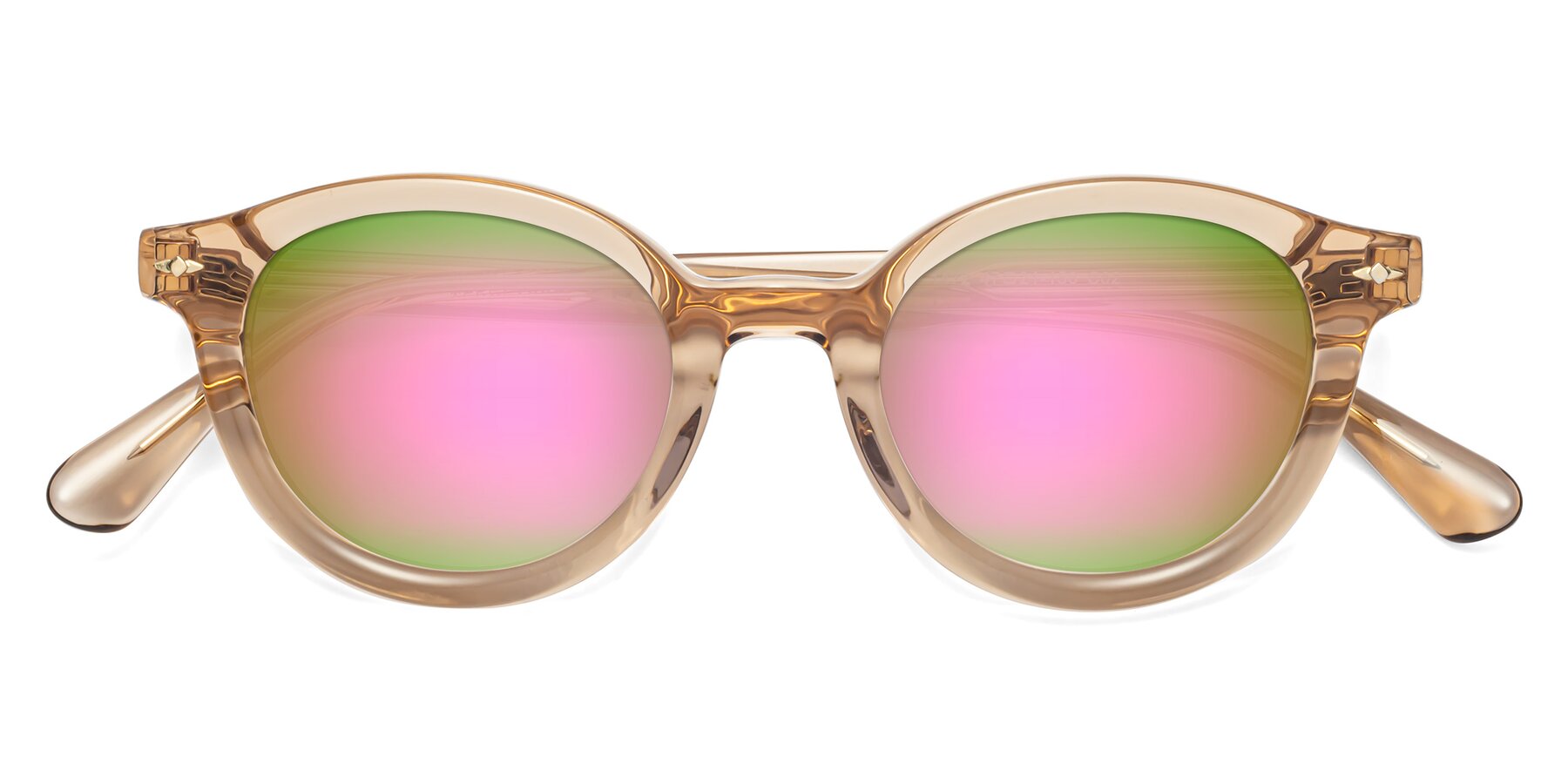 Folded Front of 1472 in Caramel with Pink Mirrored Lenses