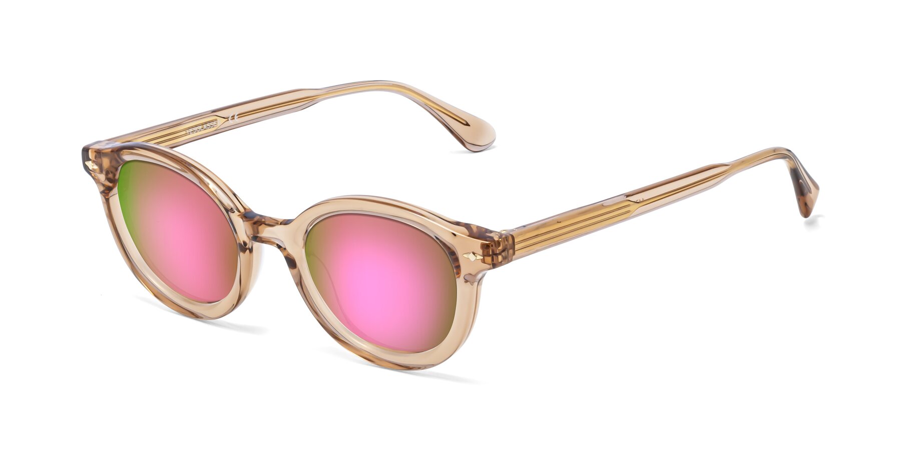 Angle of 1472 in Caramel with Pink Mirrored Lenses