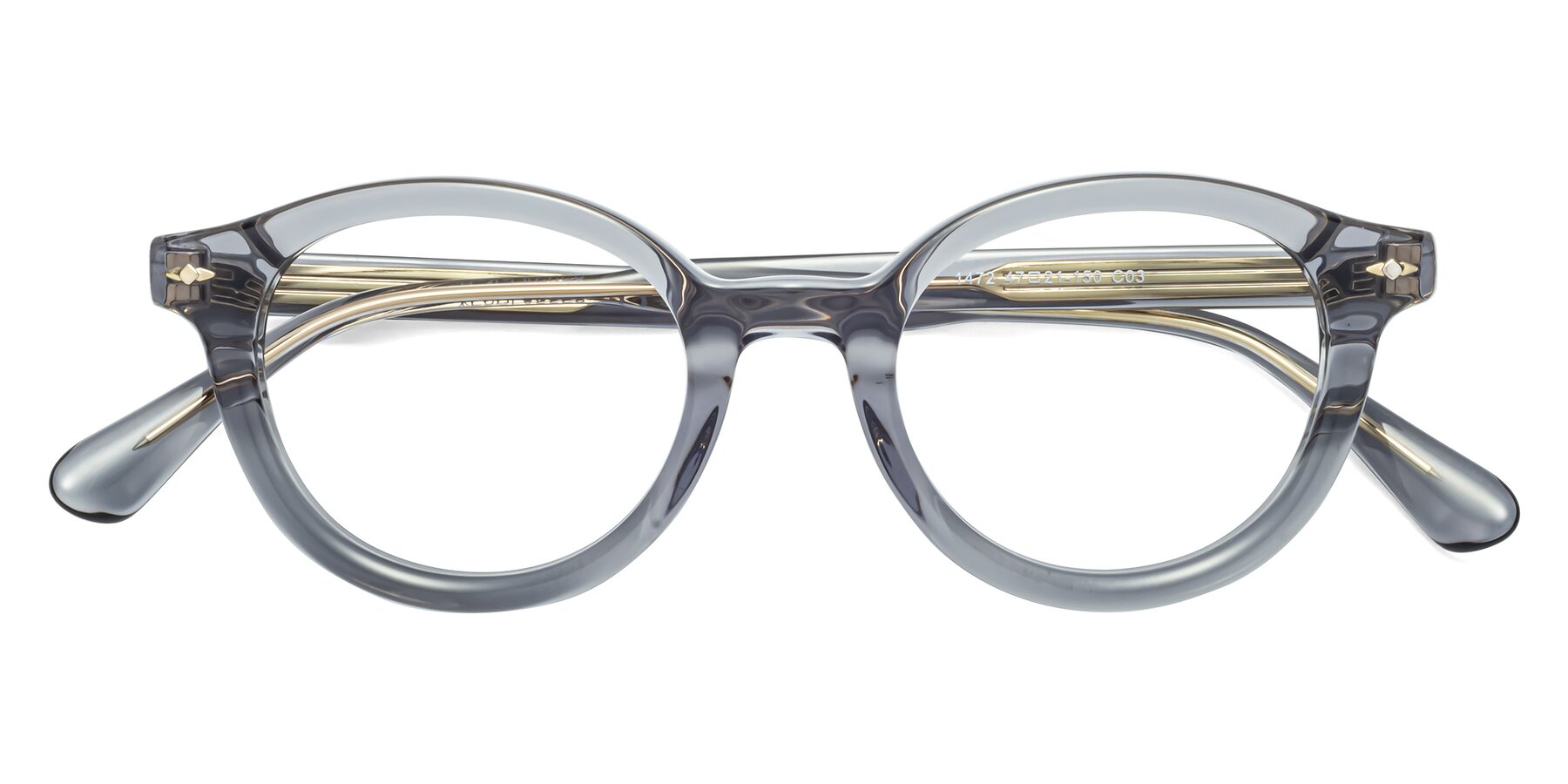 Folded Front of 1472 in Transparent Gray with Clear Blue Light Blocking Lenses