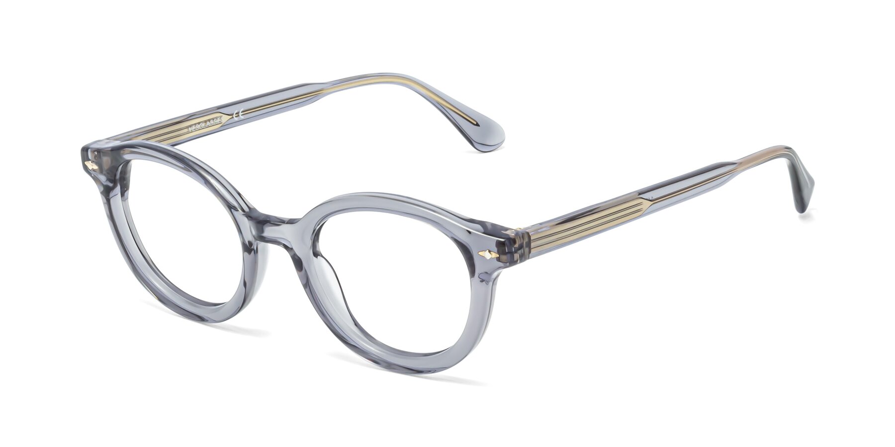 Angle of 1472 in Transparent Gray with Clear Eyeglass Lenses