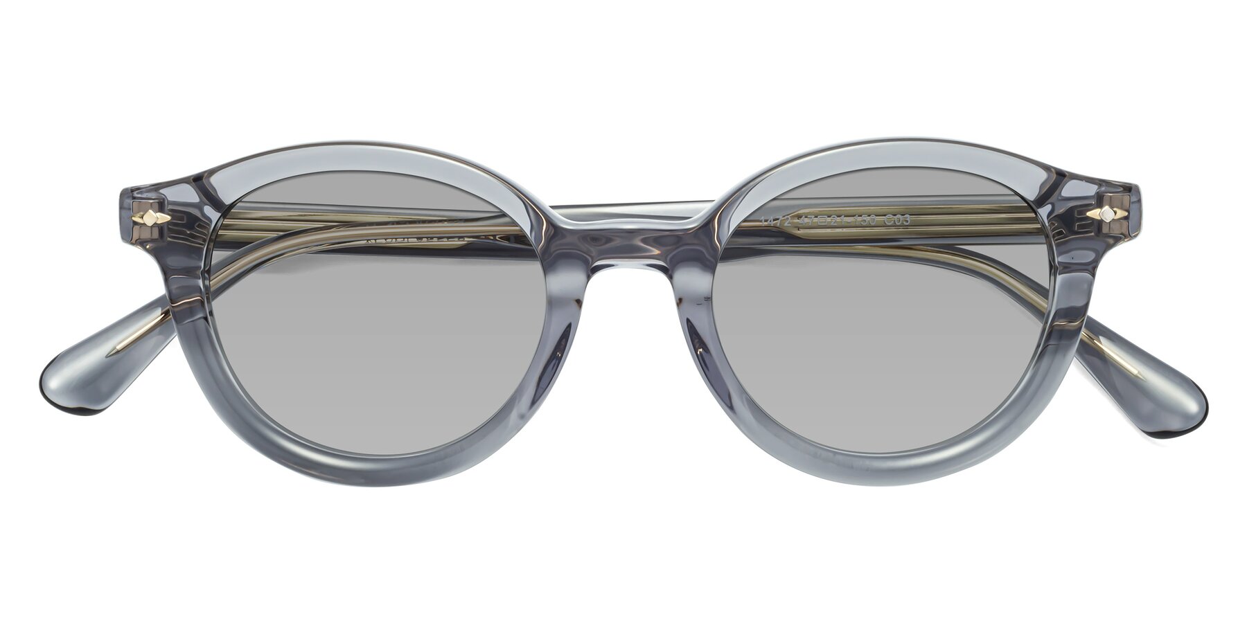 Folded Front of 1472 in Transparent Gray with Light Gray Tinted Lenses
