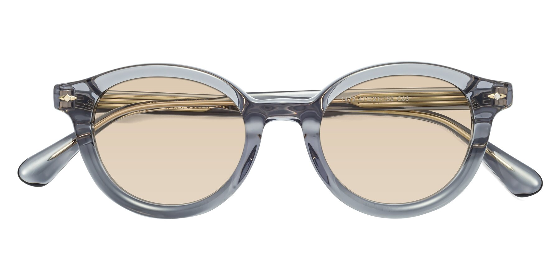 Folded Front of 1472 in Transparent Gray with Light Brown Tinted Lenses