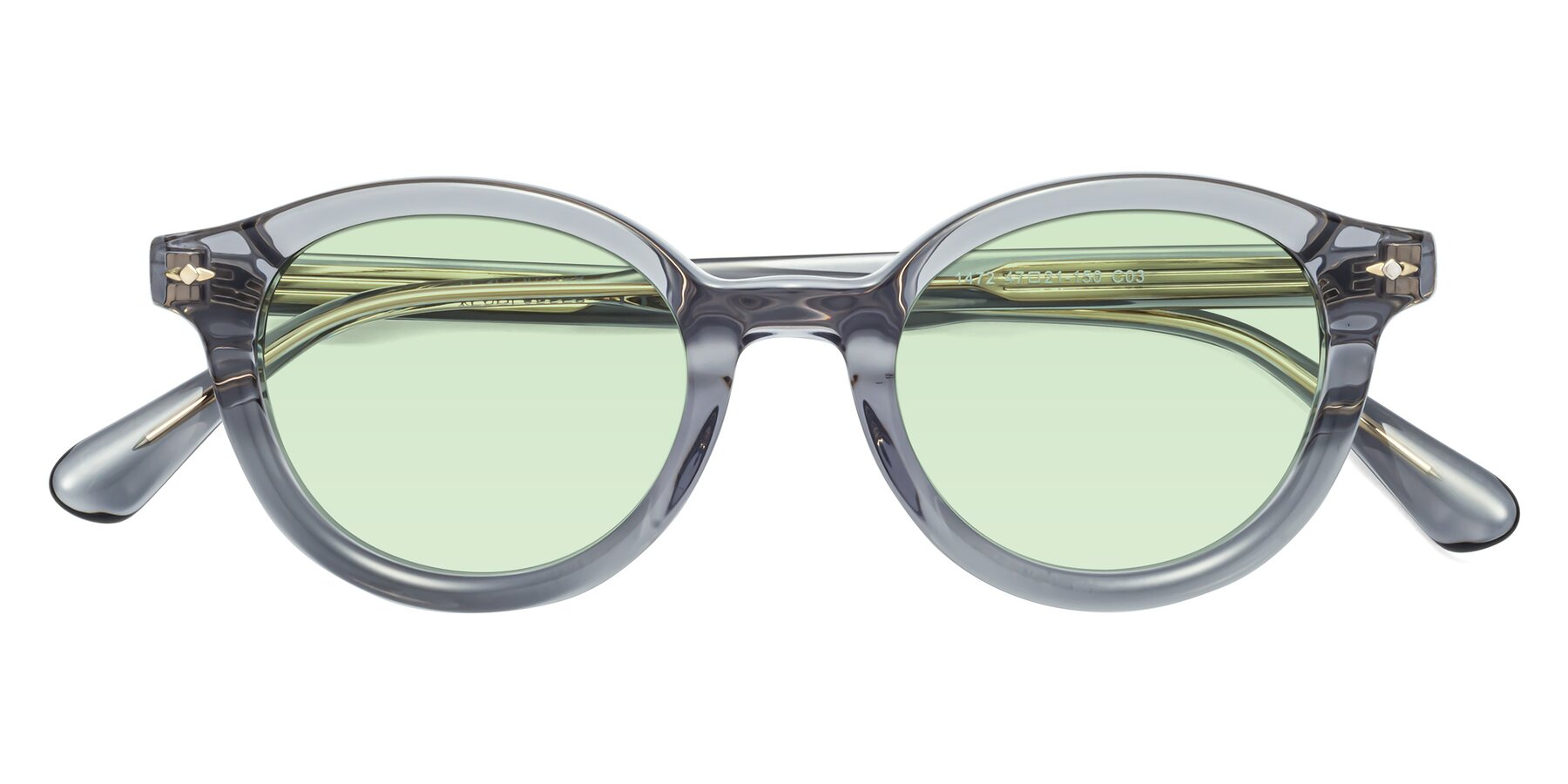 Folded Front of 1472 in Transparent Gray with Light Green Tinted Lenses