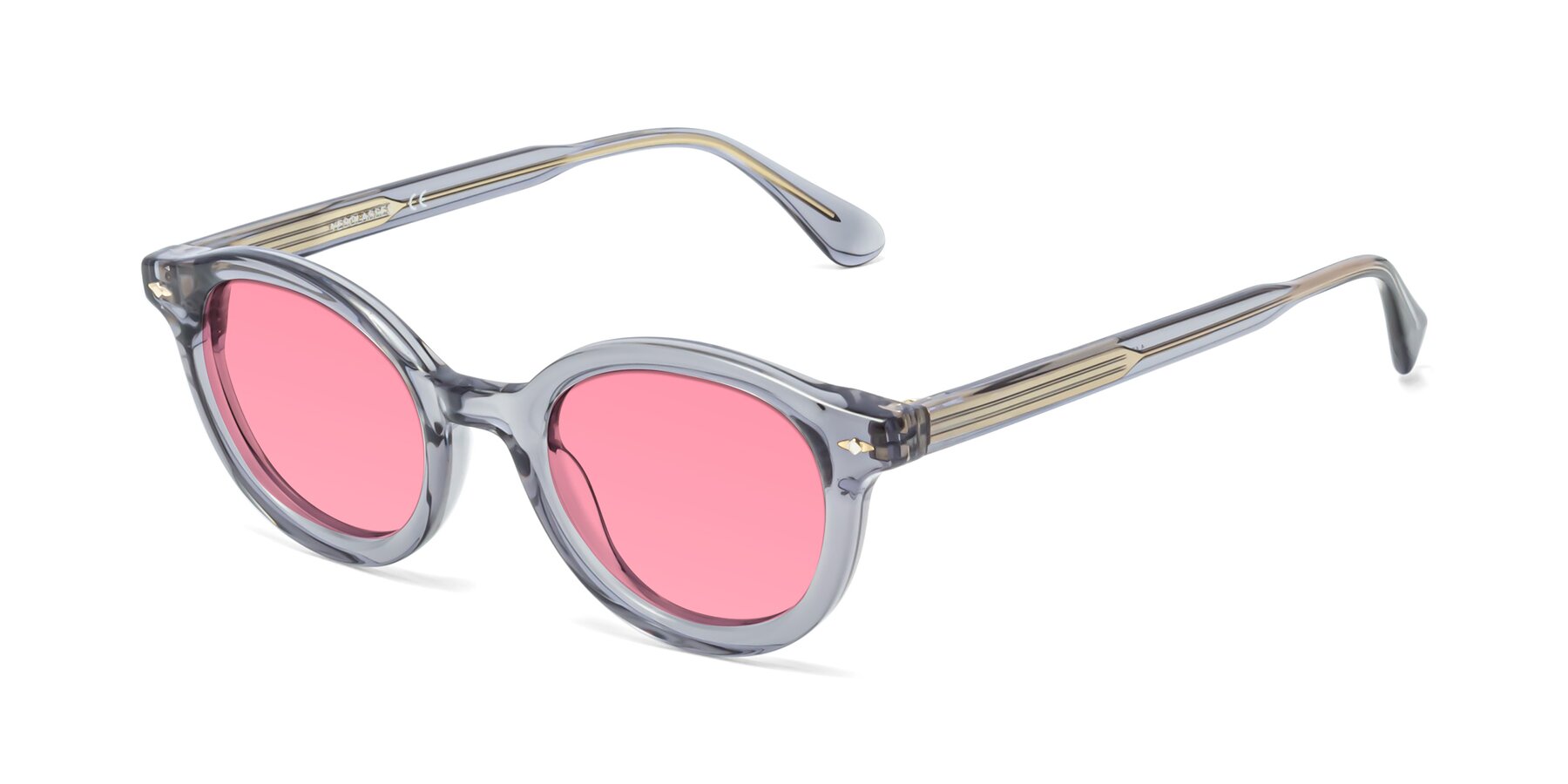 Angle of 1472 in Transparent Gray with Pink Tinted Lenses