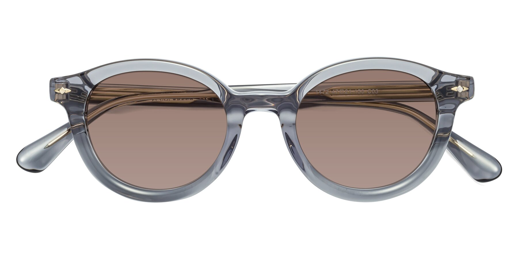 Folded Front of 1472 in Transparent Gray with Medium Brown Tinted Lenses