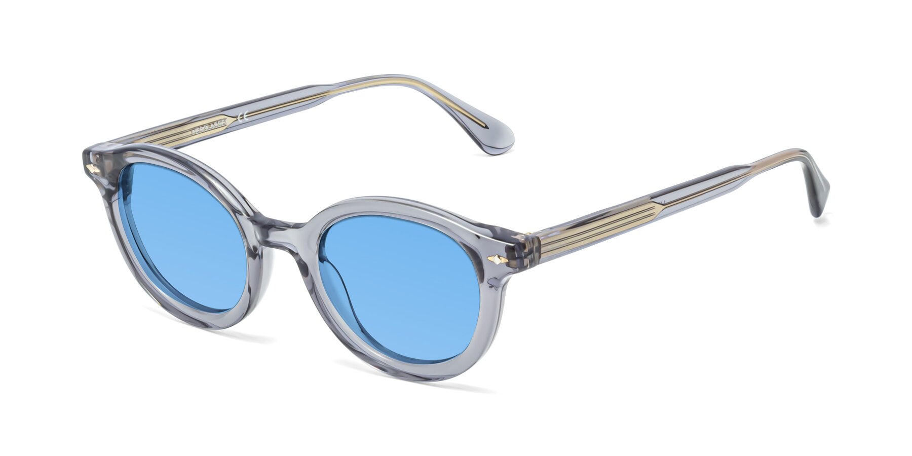 Angle of 1472 in Transparent Gray with Medium Blue Tinted Lenses
