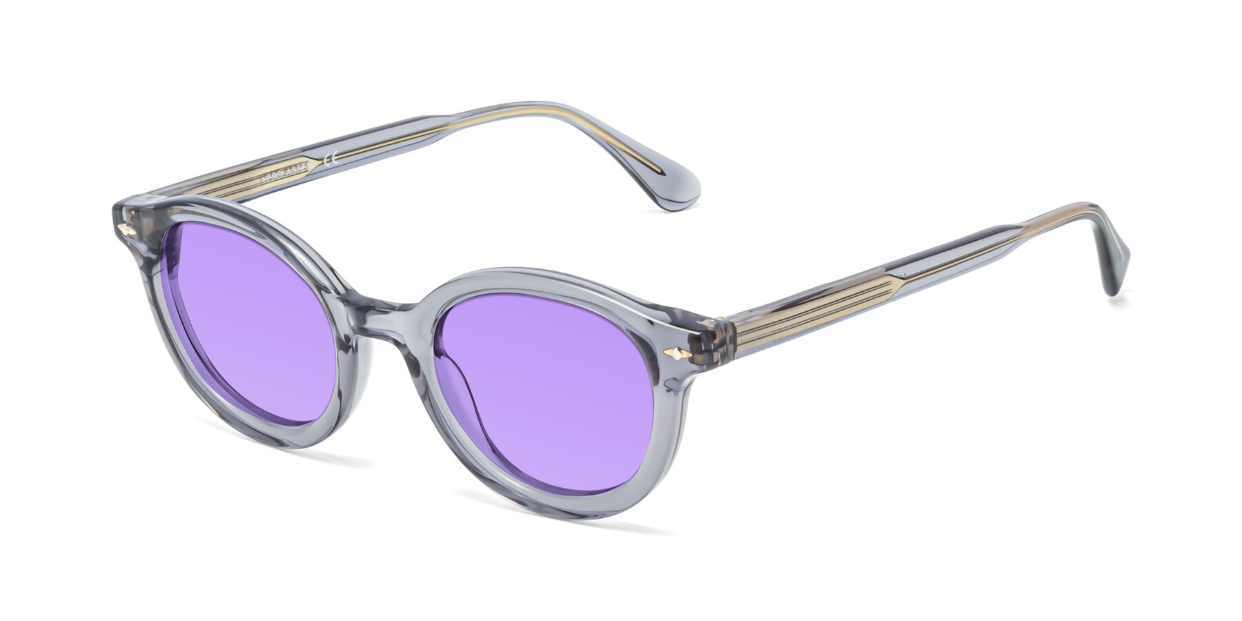 Angle of 1472 in Transparent Gray with Medium Purple Tinted Lenses