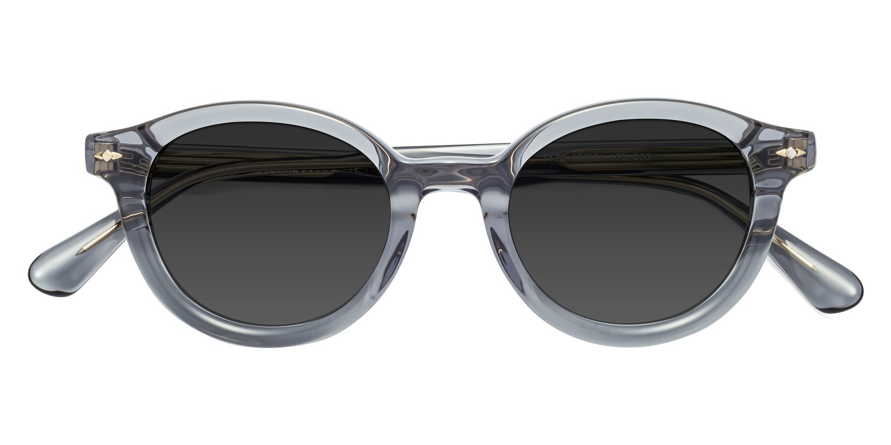 Folded Front of 1472 in Transparent Gray with Gray Tinted Lenses