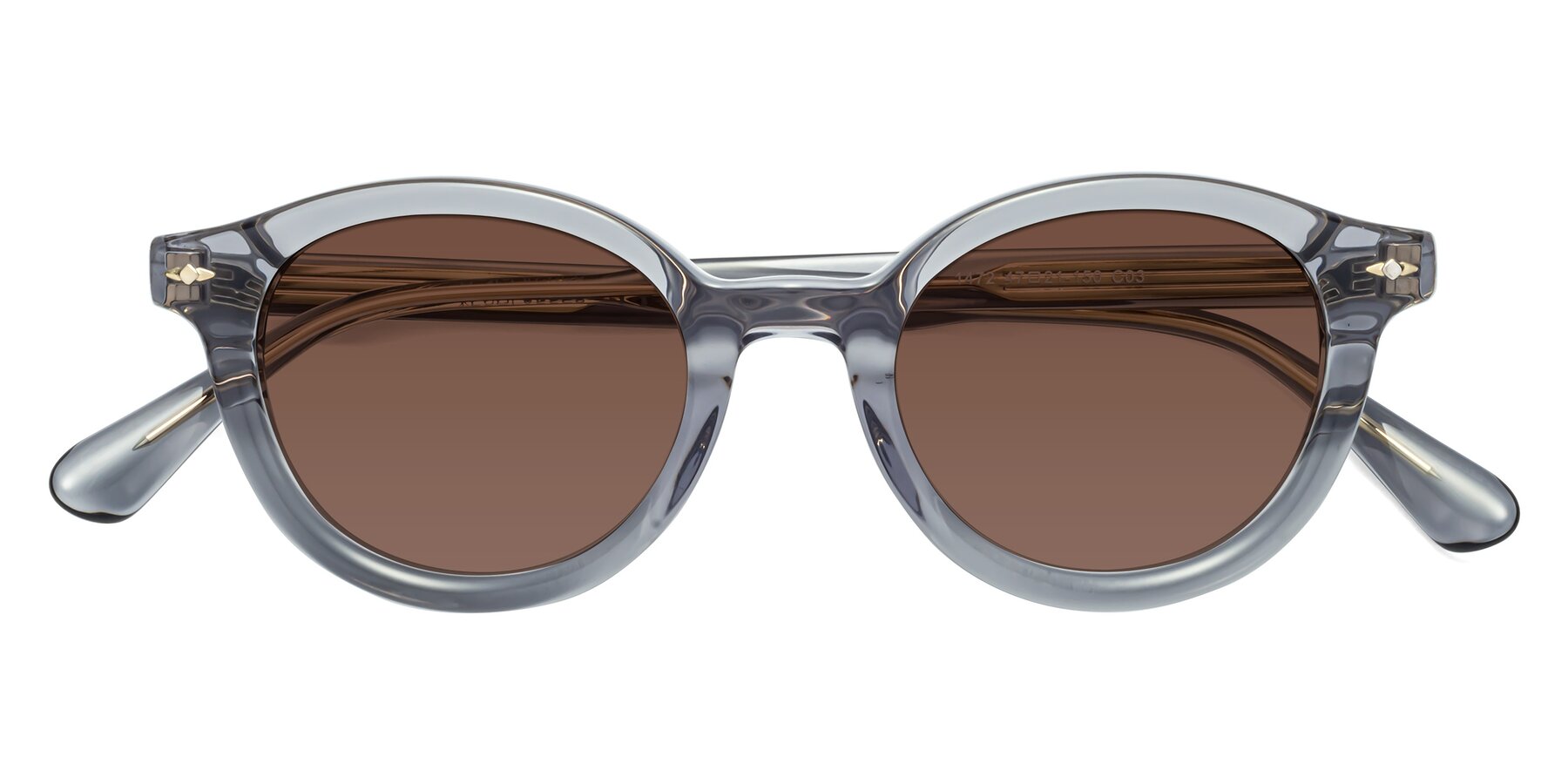Folded Front of 1472 in Transparent Gray with Brown Tinted Lenses