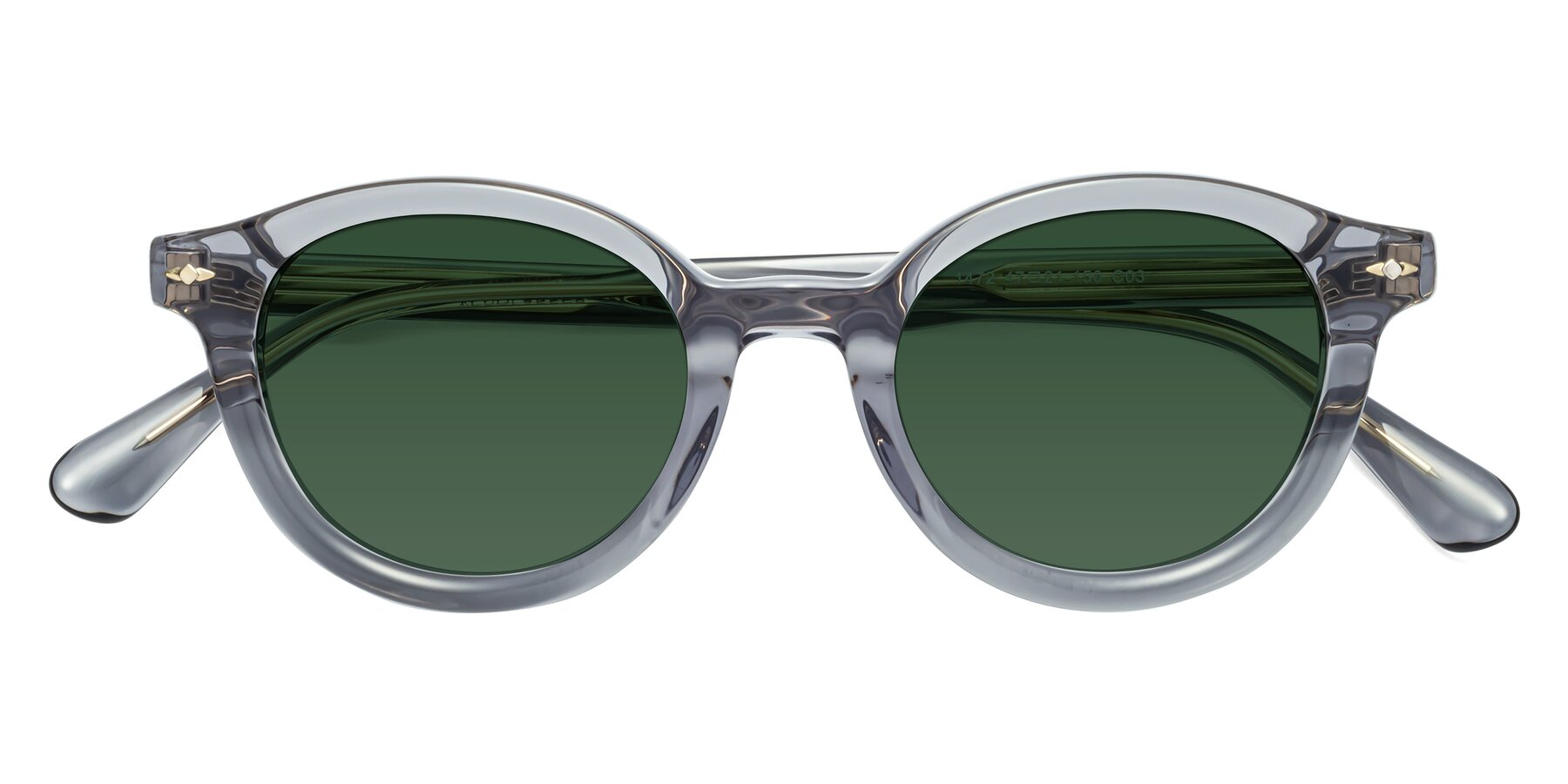 Folded Front of 1472 in Transparent Gray with Green Tinted Lenses