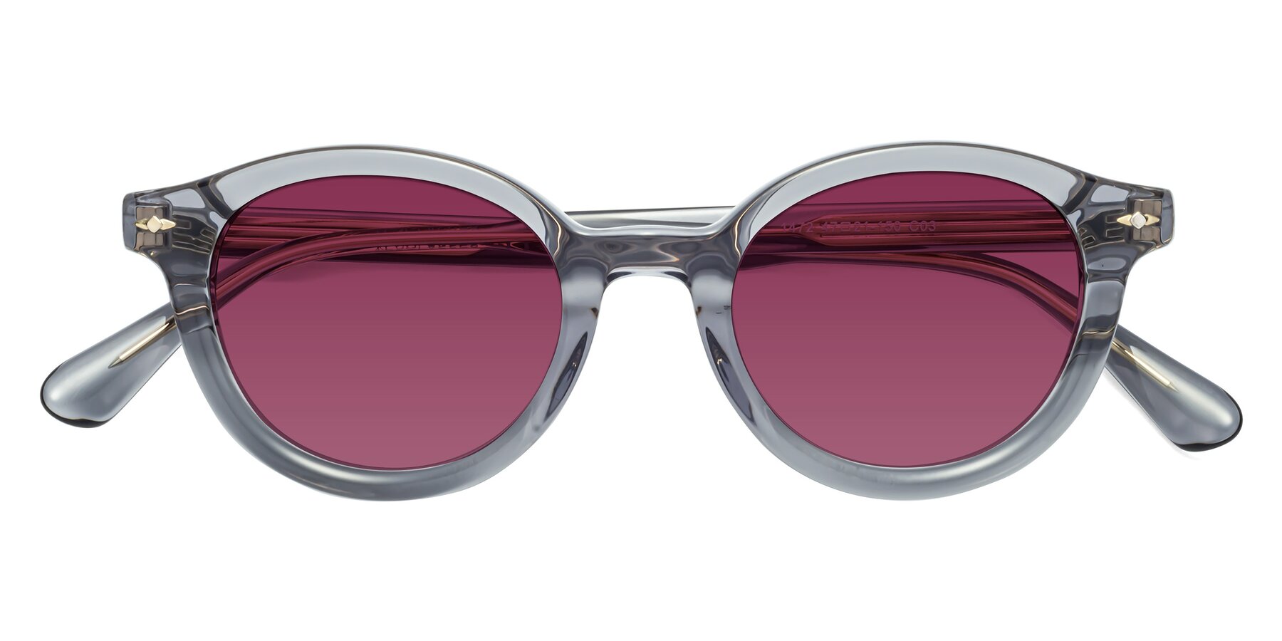 Folded Front of 1472 in Transparent Gray with Wine Tinted Lenses