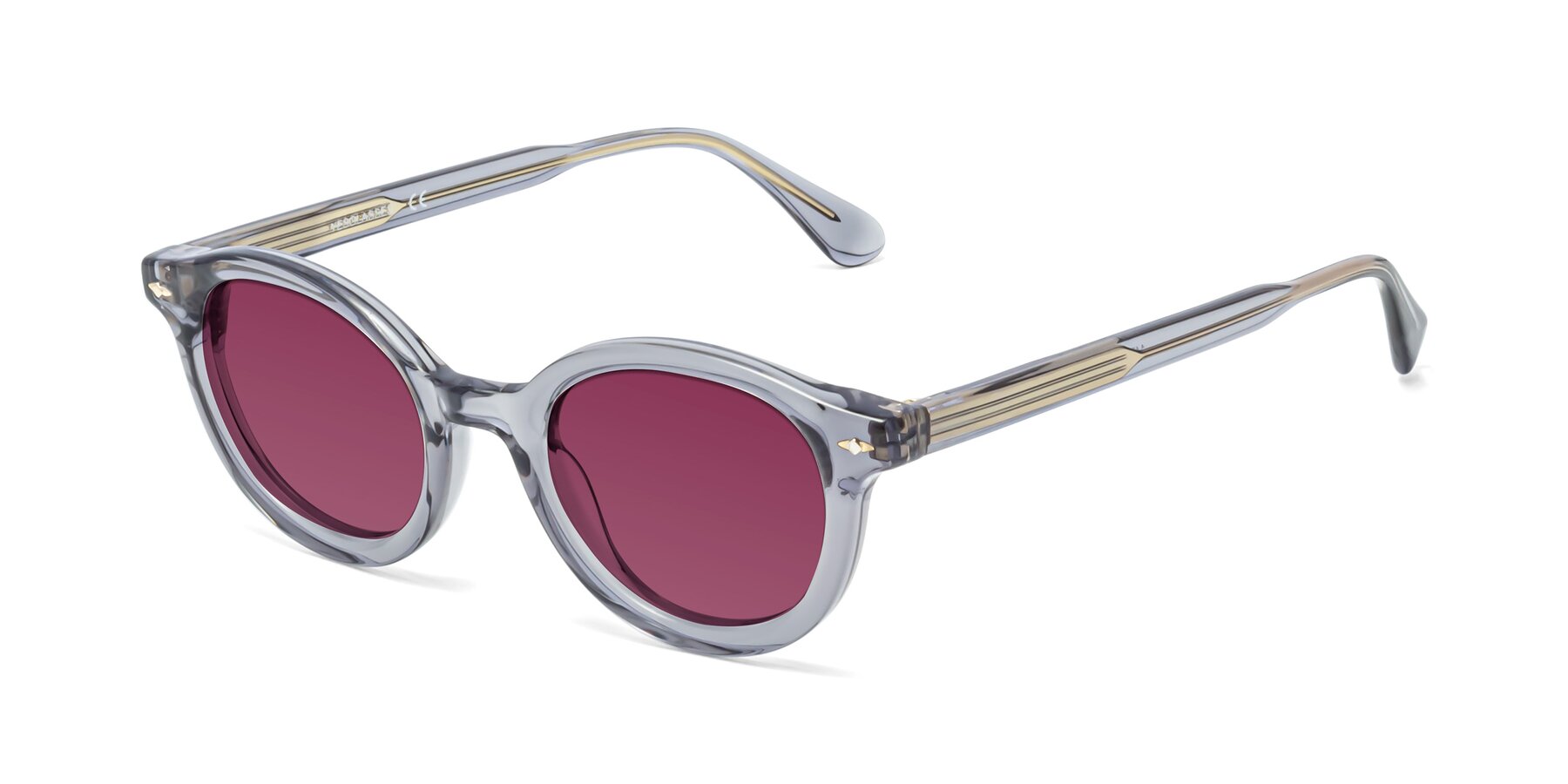 Angle of 1472 in Transparent Gray with Wine Tinted Lenses