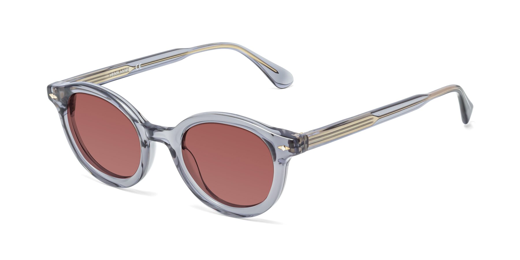 Angle of 1472 in Transparent Gray with Garnet Tinted Lenses