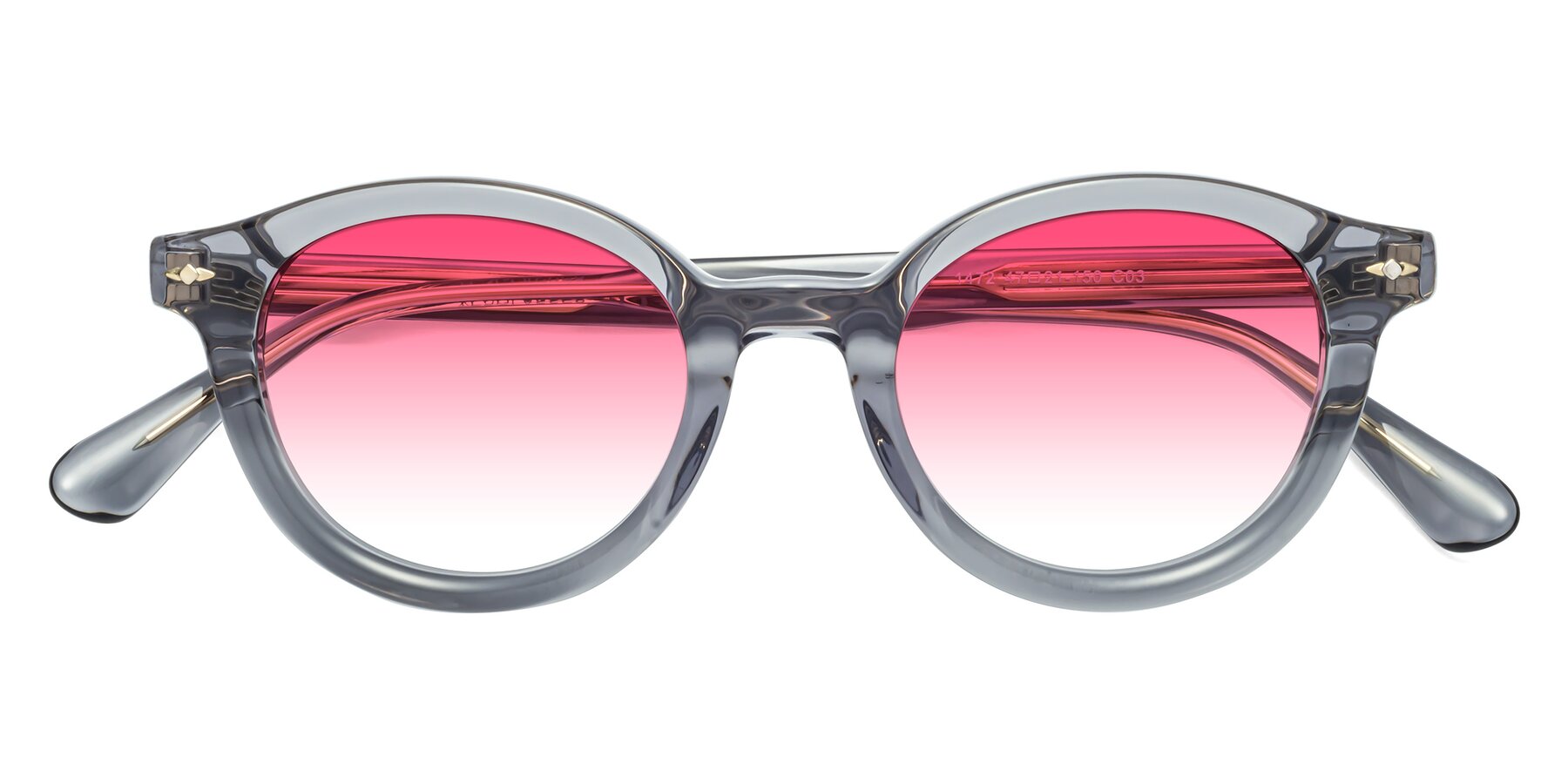 Folded Front of 1472 in Transparent Gray with Pink Gradient Lenses