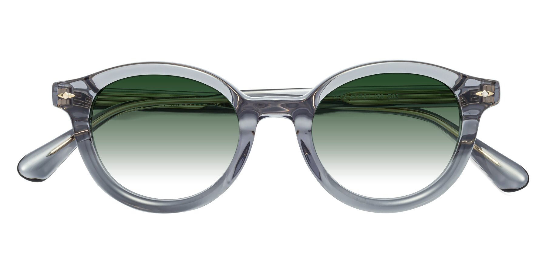 Folded Front of 1472 in Transparent Gray with Green Gradient Lenses