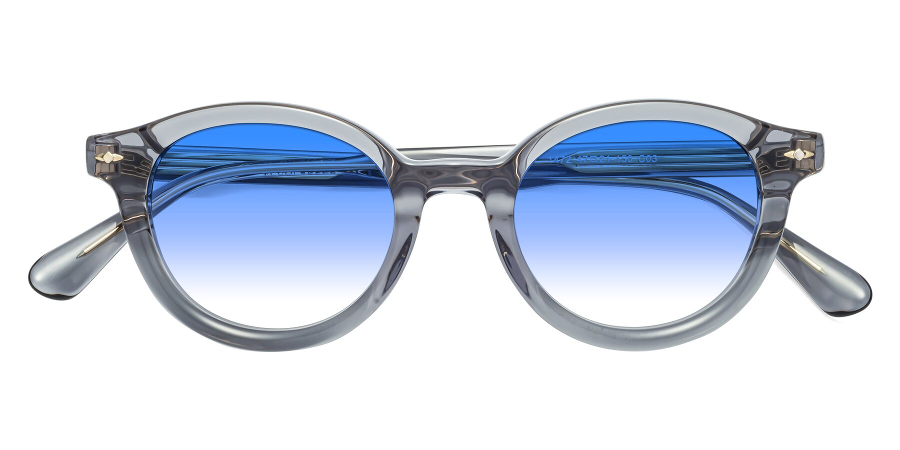 Folded Front of 1472 in Transparent Gray with Blue Gradient Lenses